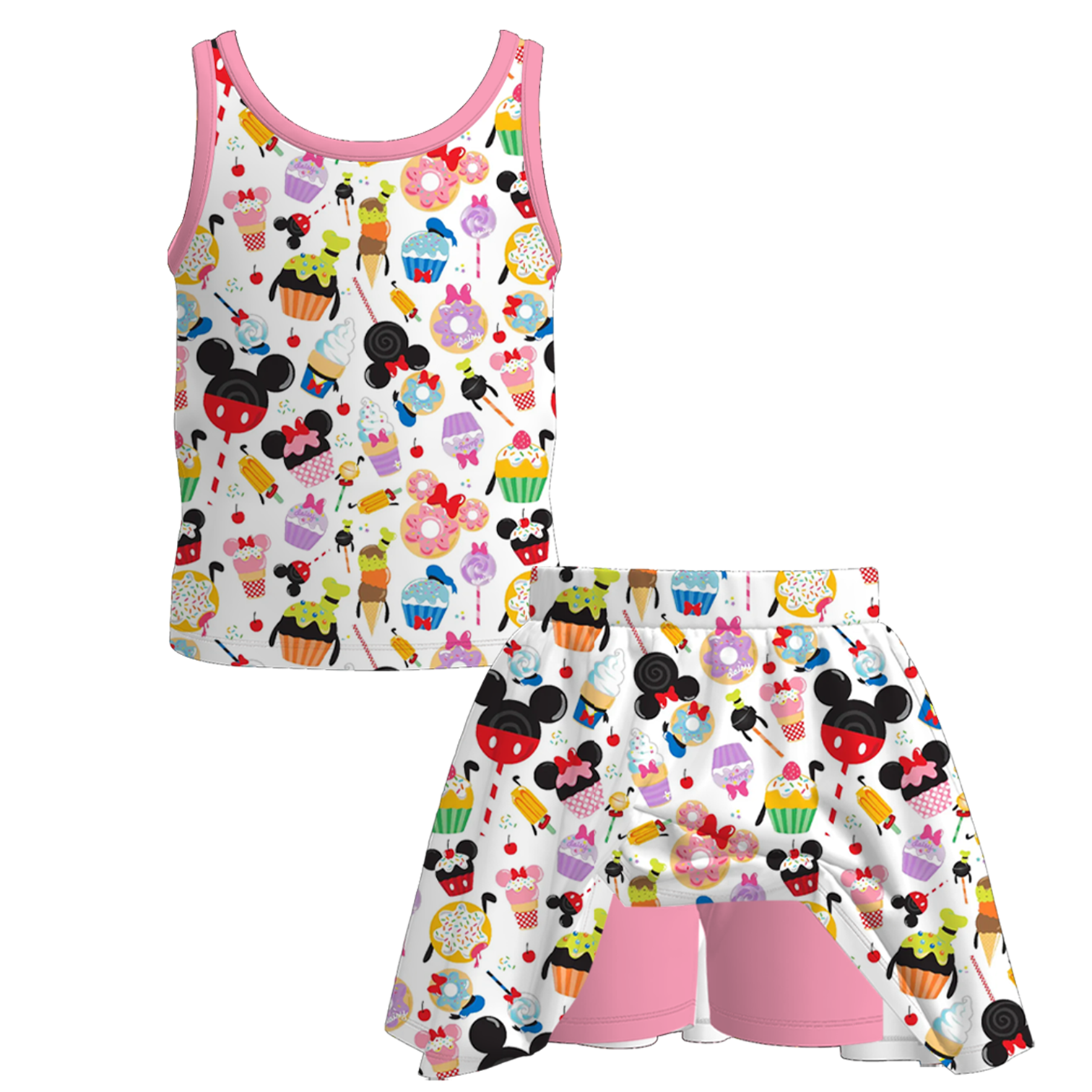 （Pre Order+Prepack Zone）Girls Spring&Summer Cartoon Print Skort Dress&Set（Mix Size）