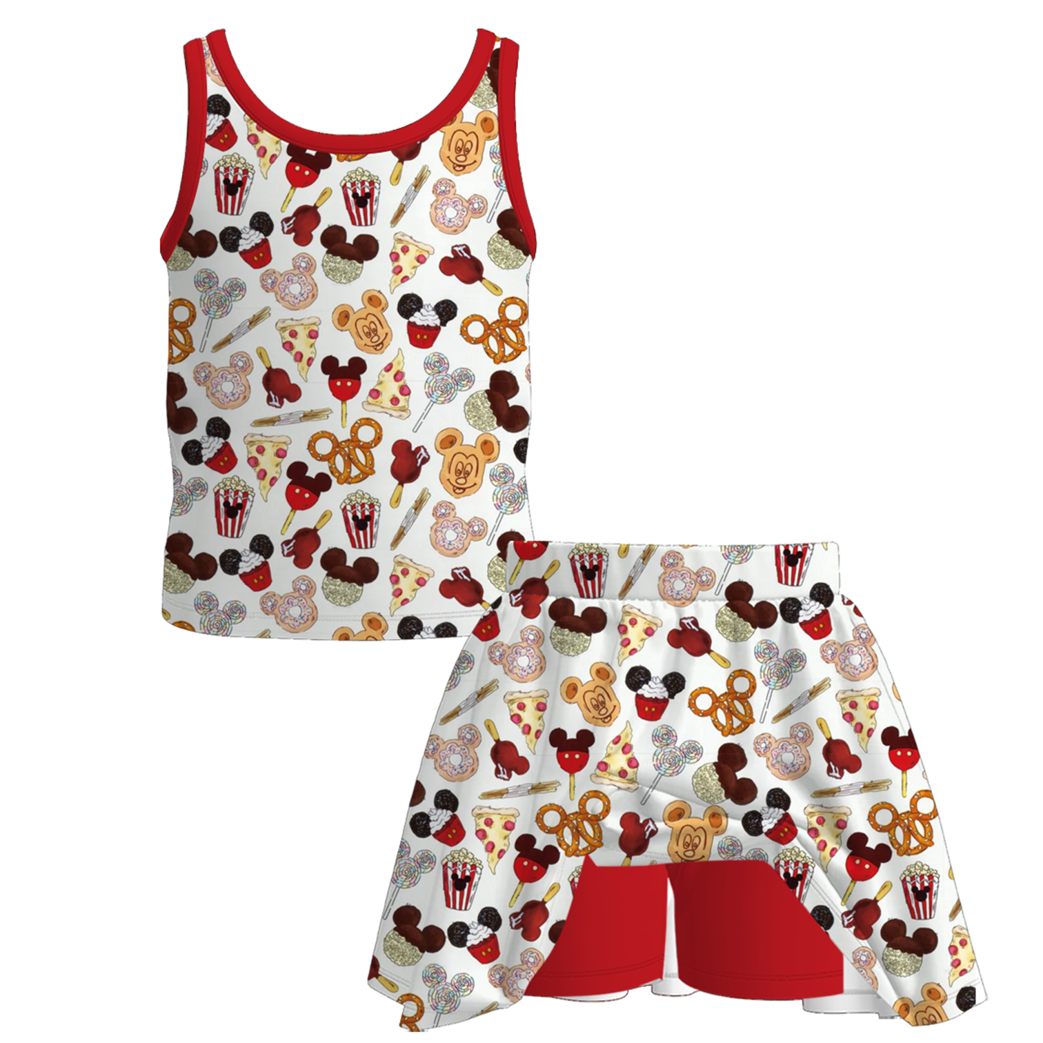 （Pre Order+Prepack Zone）Girls Spring&Summer Cartoon Print Skort Dress&Set（Mix Size）