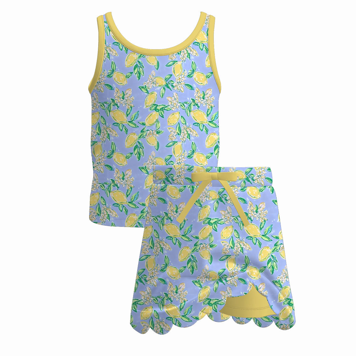 （Pre Order+Prepack Zone）Girls Spring&Summer Print Scallop Skort Set（Mix Size）