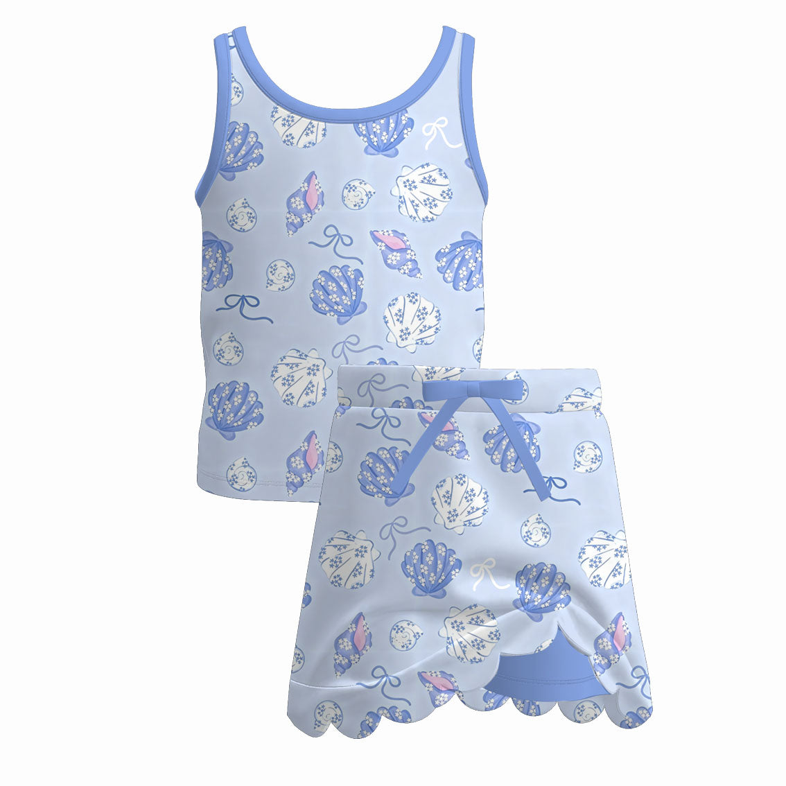 （Pre Order+Prepack Zone）Girls Spring&Summer Print Scallop Skort Set（Mix Size）