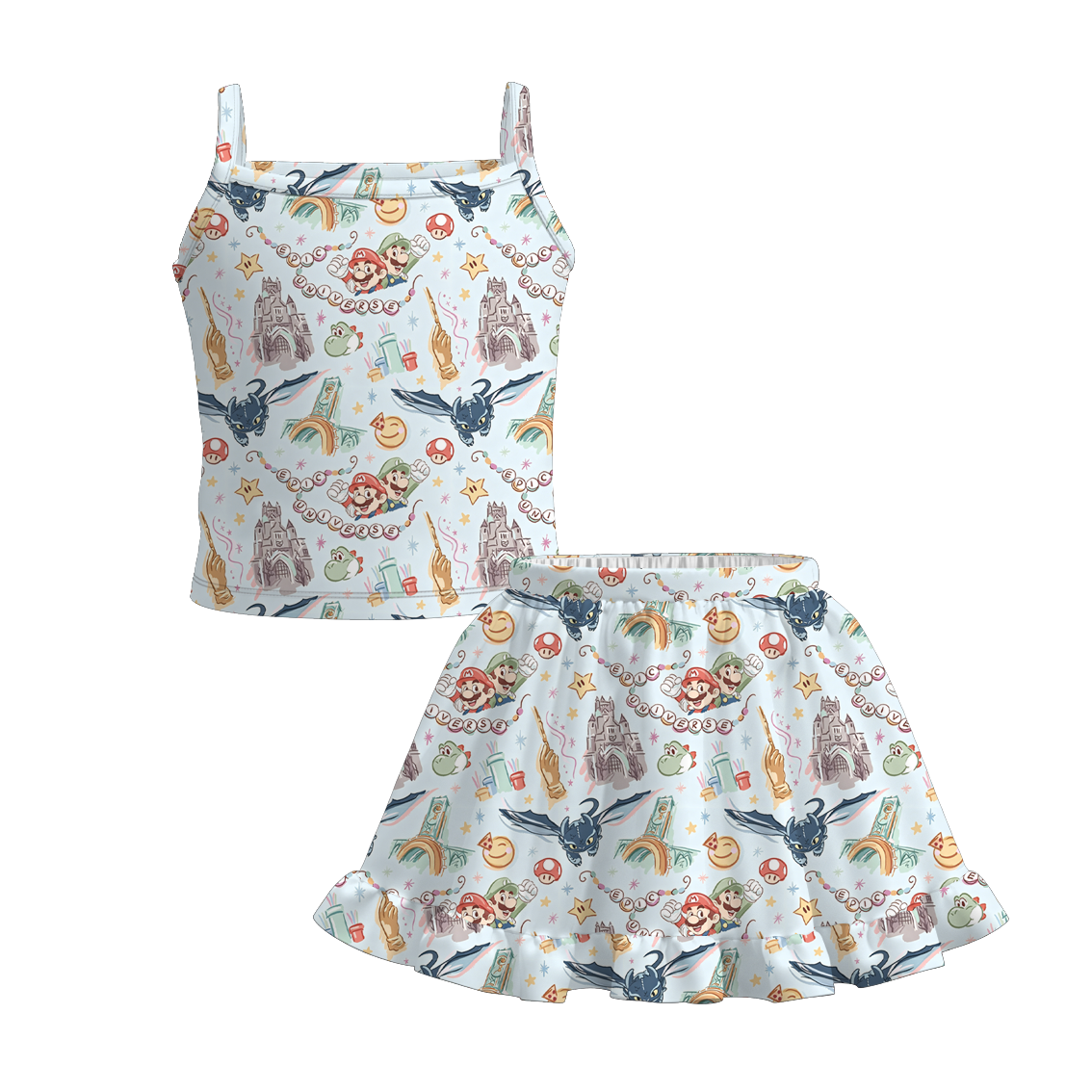 （Pre Order+Prepack Zone）Siblings Cartoon Print Skirt Set&Top（Mix Size）