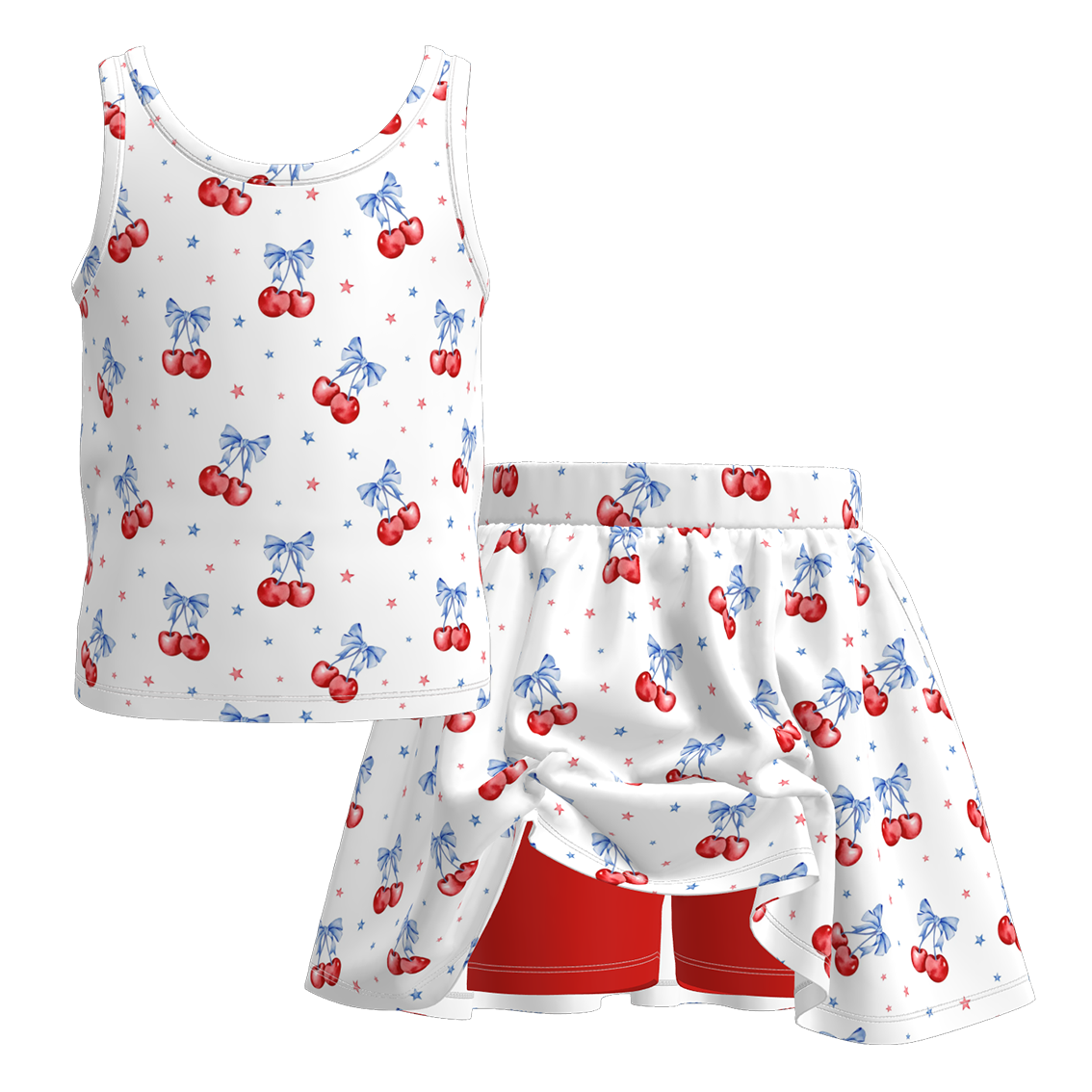 （Pre Order+Prepack Zone）Girls Patriotic Print Skort Set