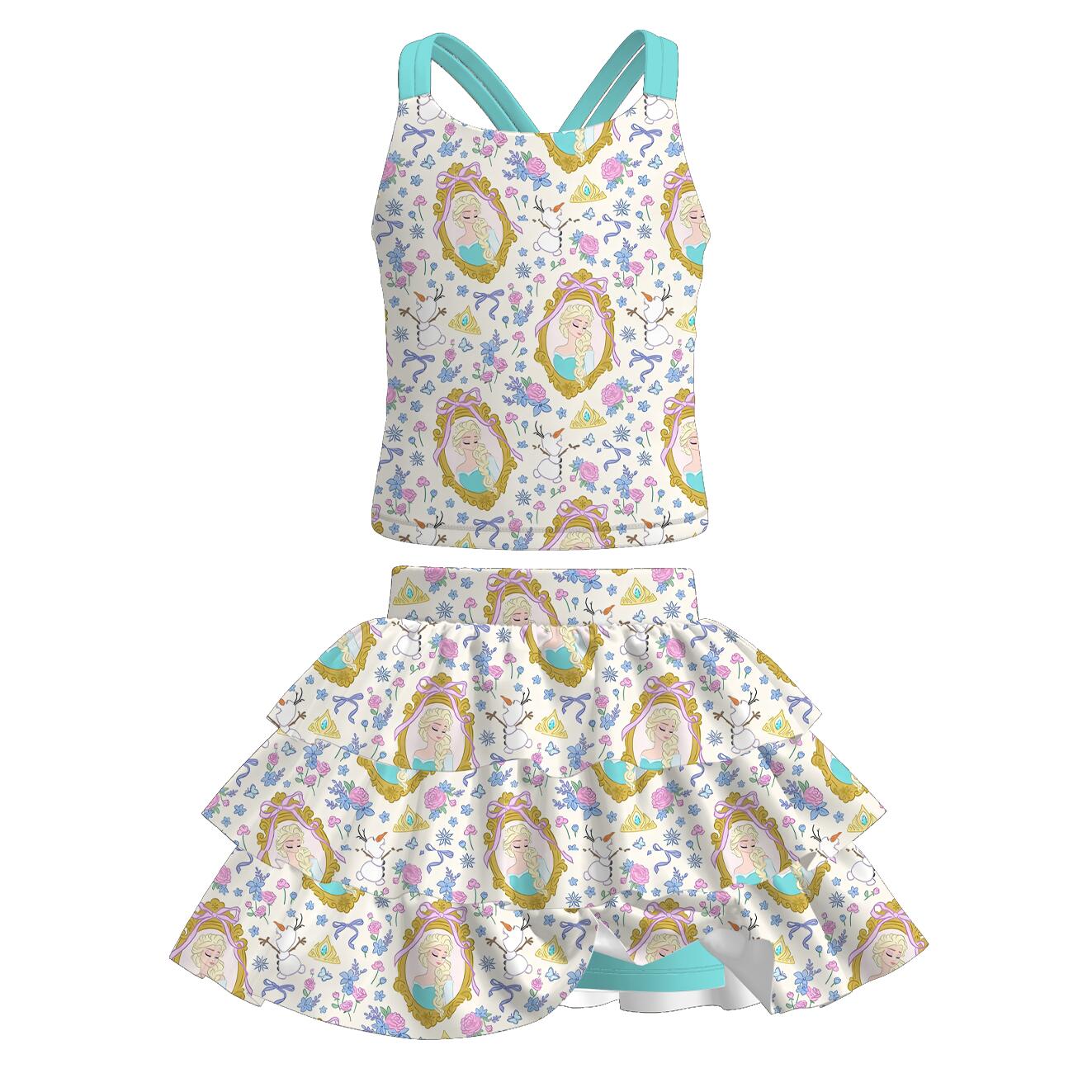 （Pre Order+Prepack Zone）Girls Princess Print Skort Set（Mix Size）
