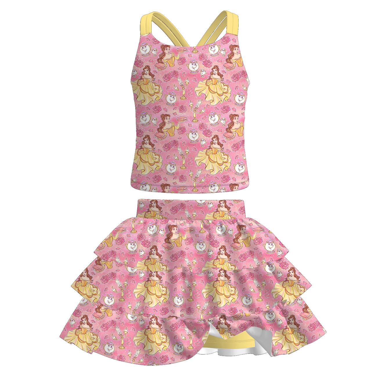 （Pre Order+Prepack Zone）Girls Princess Print Skort Set（Mix Size）