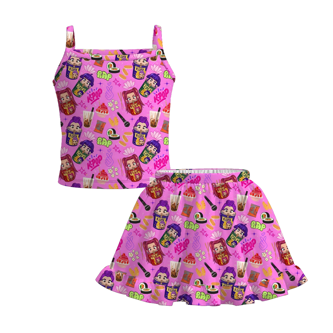 （Pre Order+Prepack Zone）Girls Movie Character Print Skirt Set