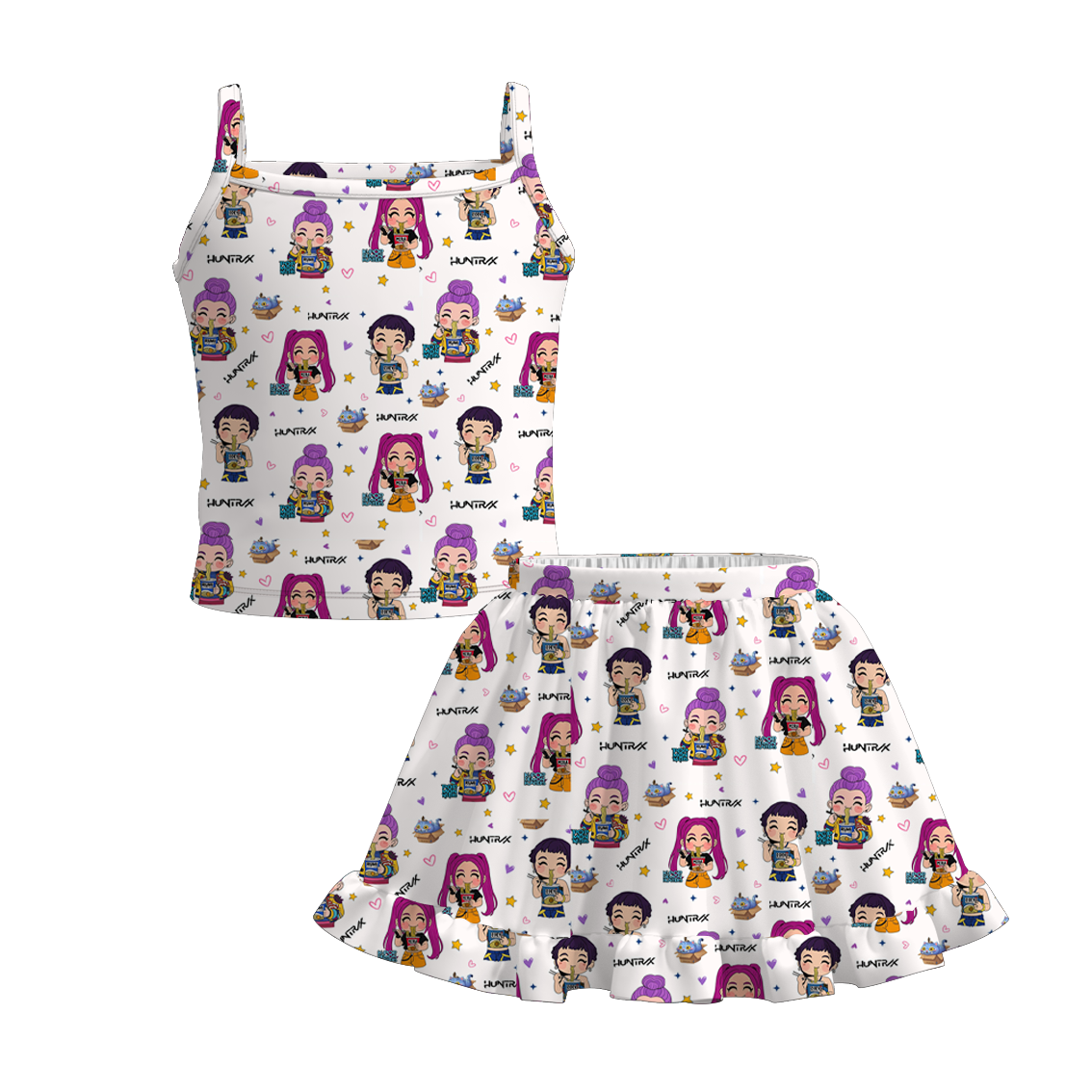 （Pre Order+Prepack Zone）Girls Movie Character Print Skirt Set