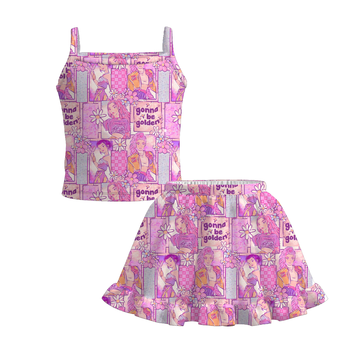 （Pre Order+Prepack Zone）Girls Movie Character Print Skirt Set