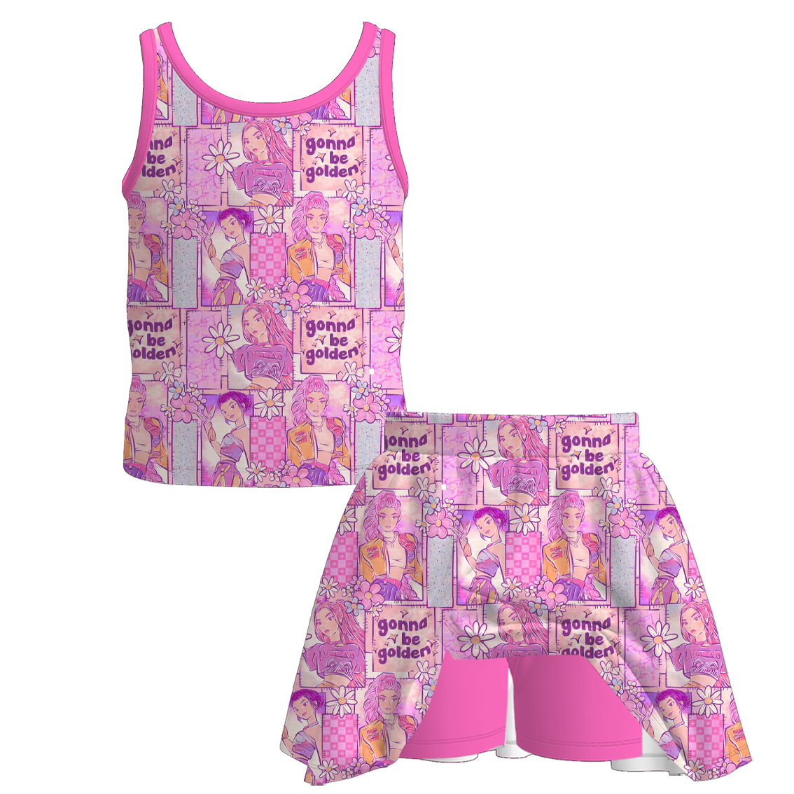 （Pre Order+Prepack Zone）Girls Movie Character Print Skort Set