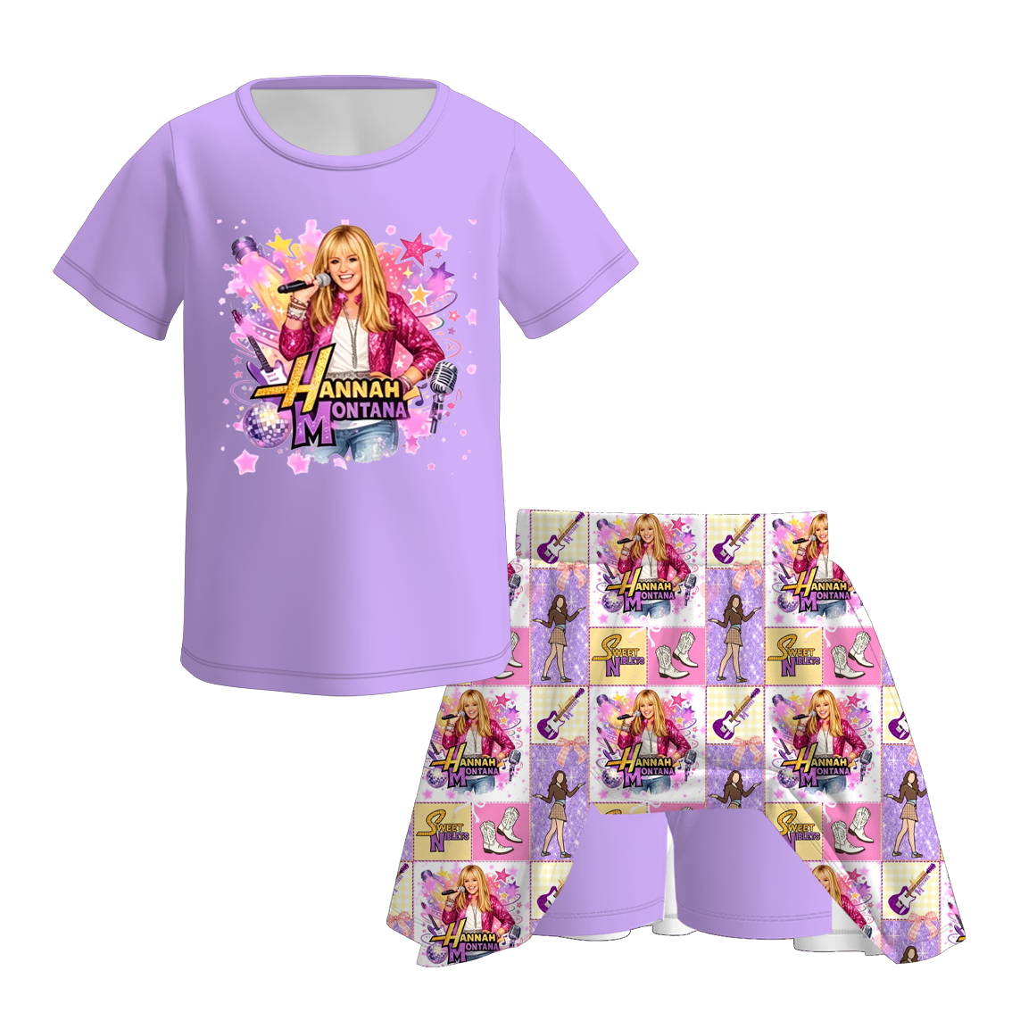 （Pre Order+Prepack Zone）Girls Spring&Summer Movie Character Print Skort Set