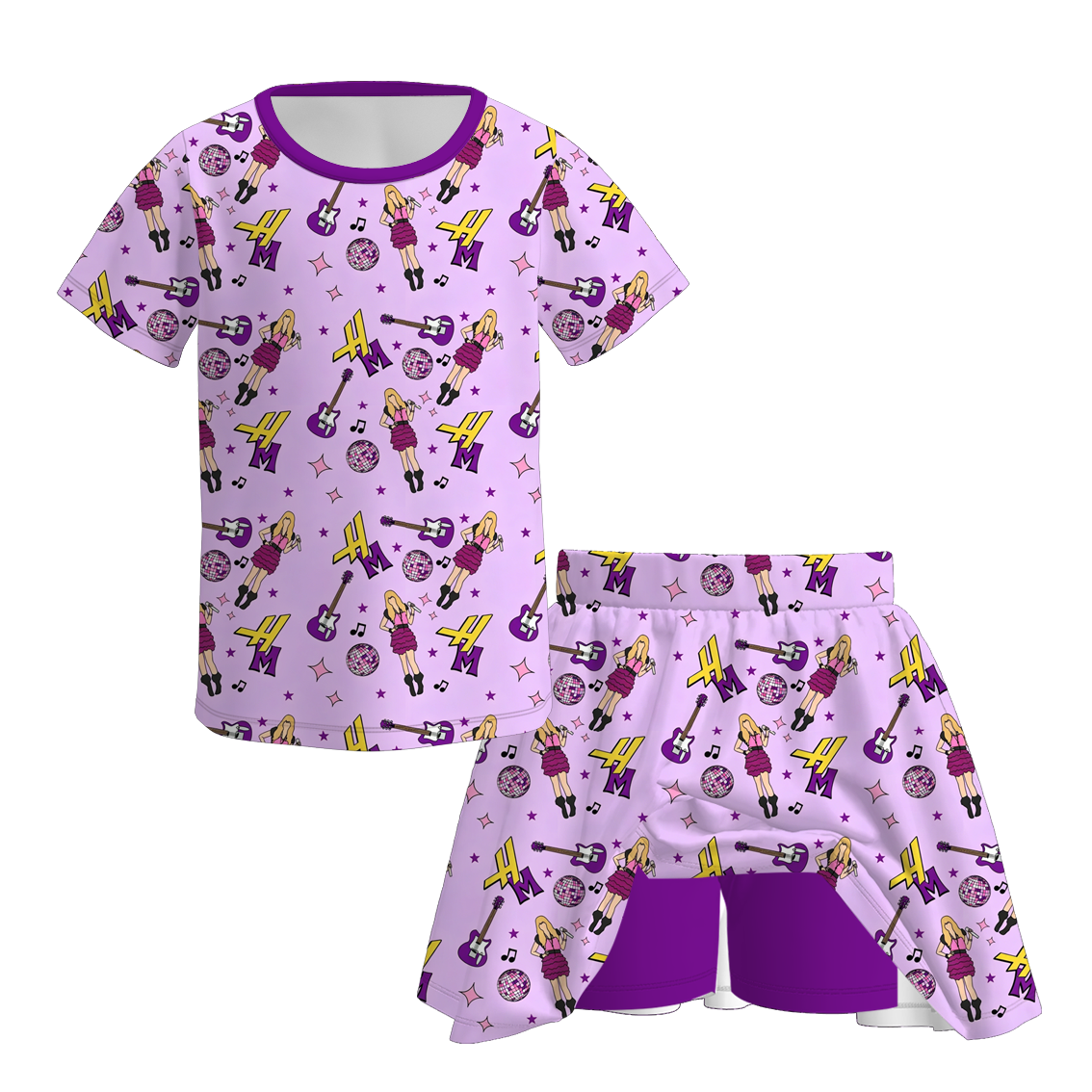 （Pre Order+Prepack Zone）Girls Spring&Summer Movie Character Print Skort Set