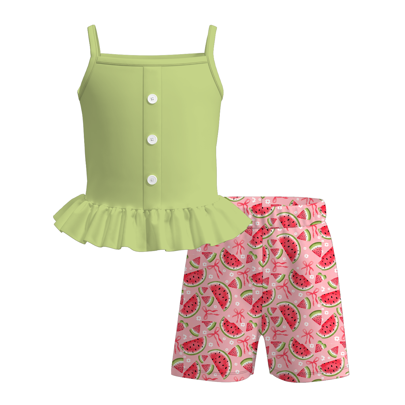 （Pre Order+Prepack Zone）Girls Summer Seaside Print Shorts Set（Mix Size）