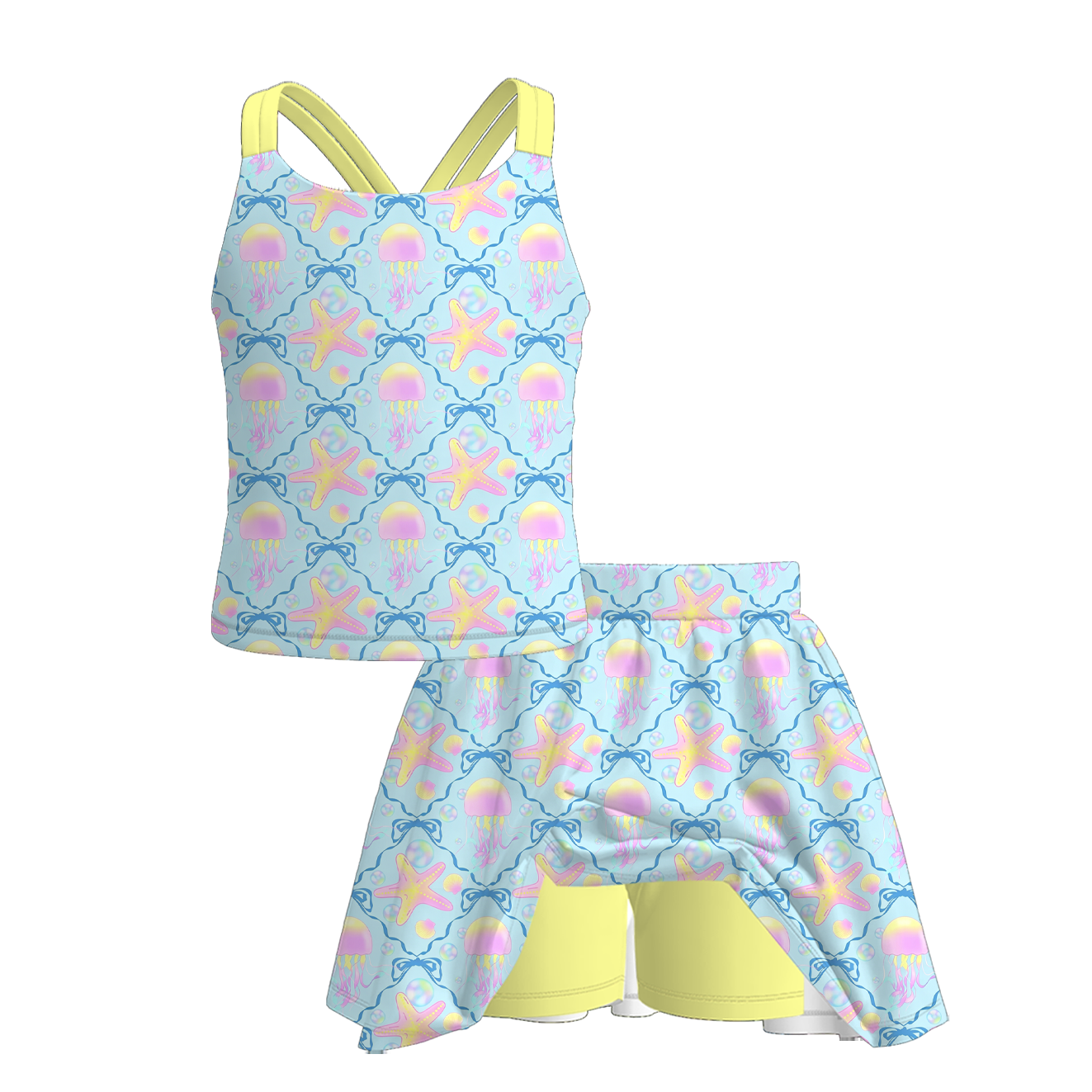 （Pre Order+Prepack Zone）Girls Summer Seaside Print Skort Set（Mix Size）