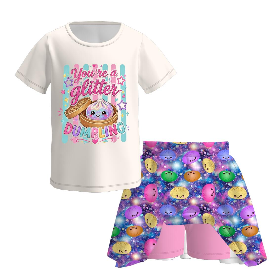 （Pre Order+Prepack Zone）Girls Summer Dumpling Print Skort Set