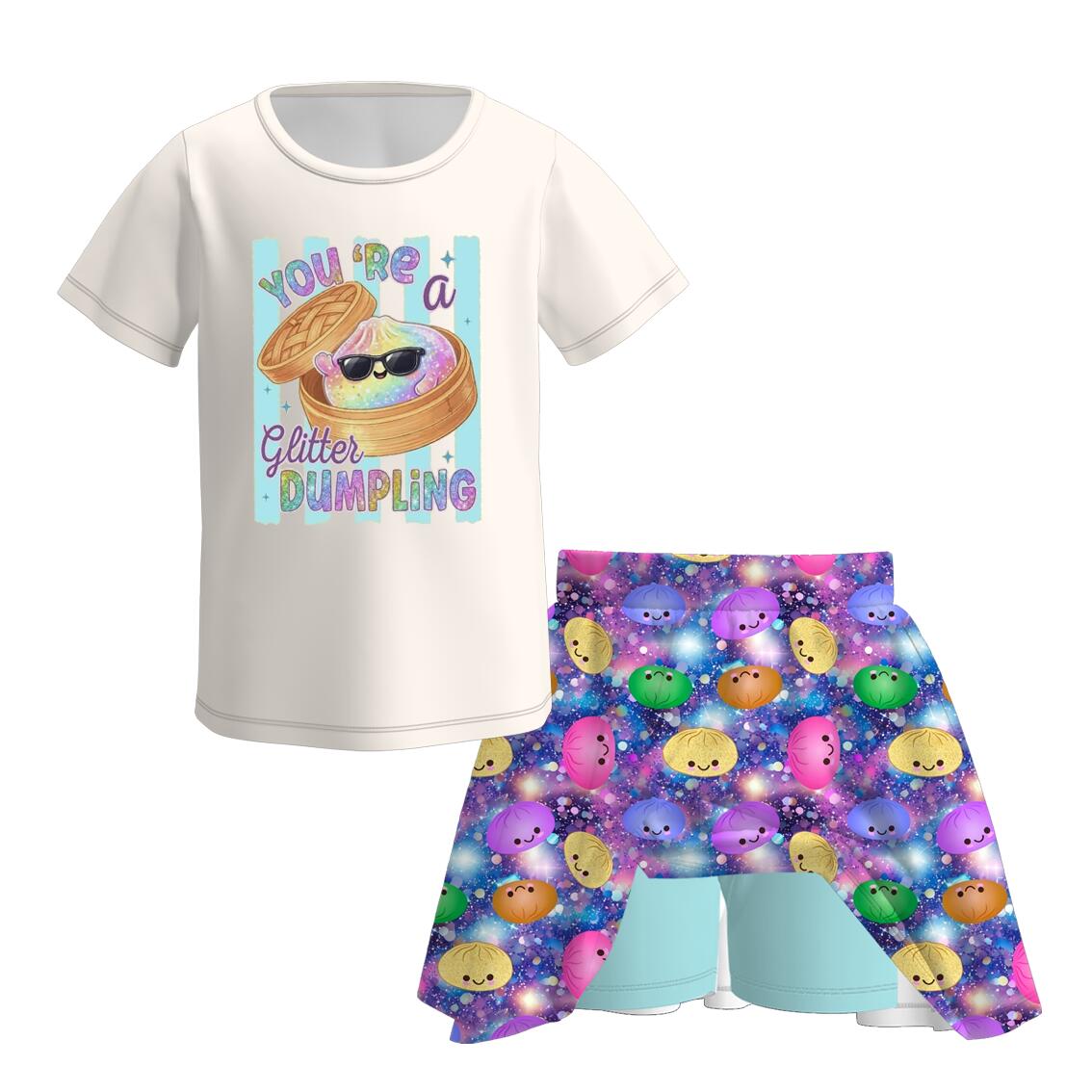 （Pre Order+Prepack Zone）Girls Summer Dumpling Print Skort Set