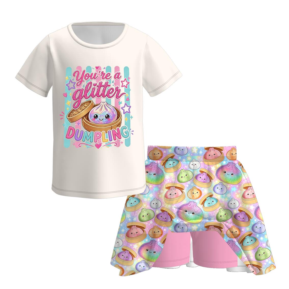 （Pre Order+Prepack Zone）Girls Summer Dumpling Print Skort Set