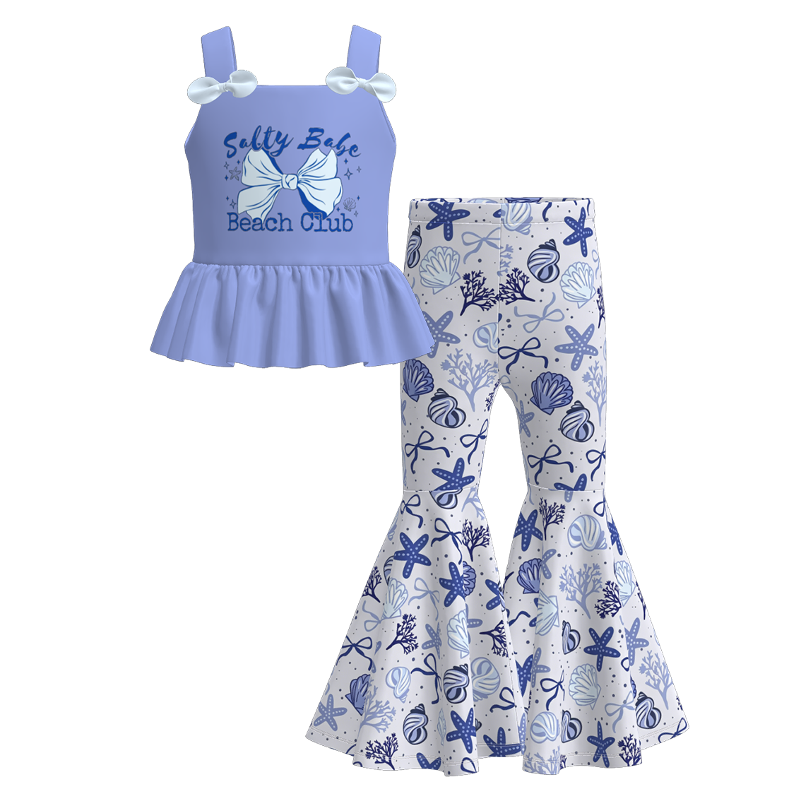 （Pre Order+Prepack Zone）Girls Summer Sea Shell Print Outfit Set