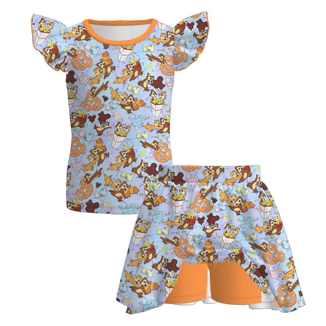 （Pre Order+Prepack Zone）Girls Fall Cartoon Print Dress&Outfit Set（Mix Size）