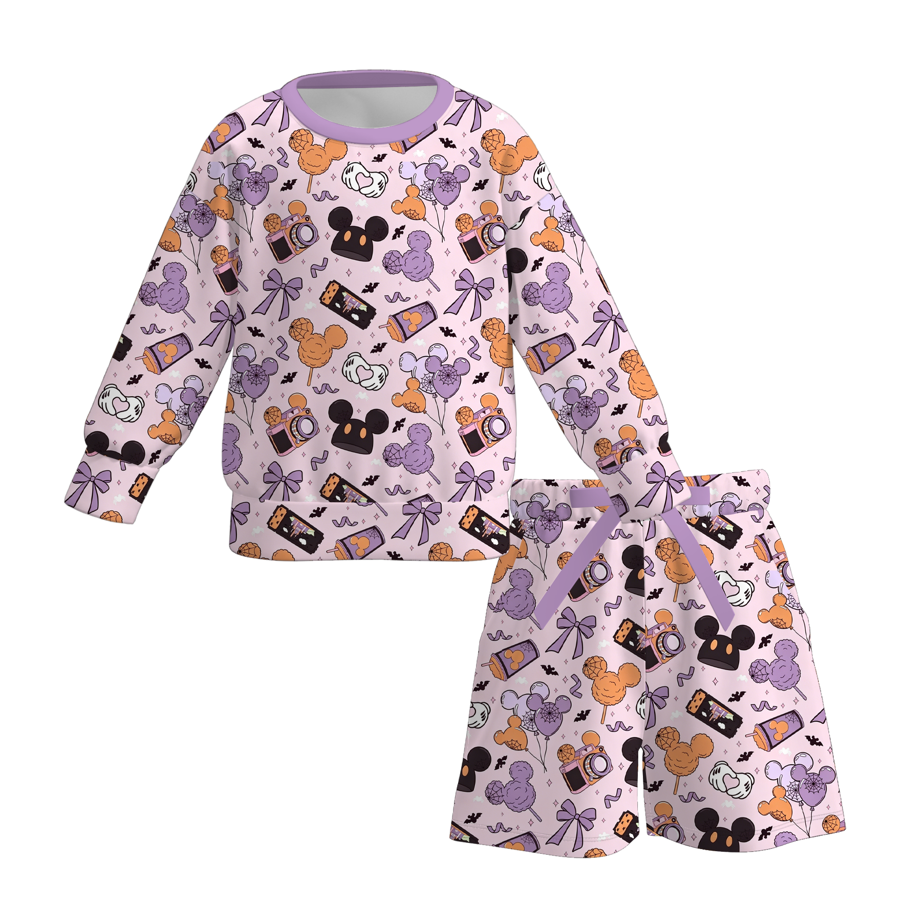 （Pre Order+Prepack Zone）Family Halloween Cartoon Print Shorts Set（Mix Size）