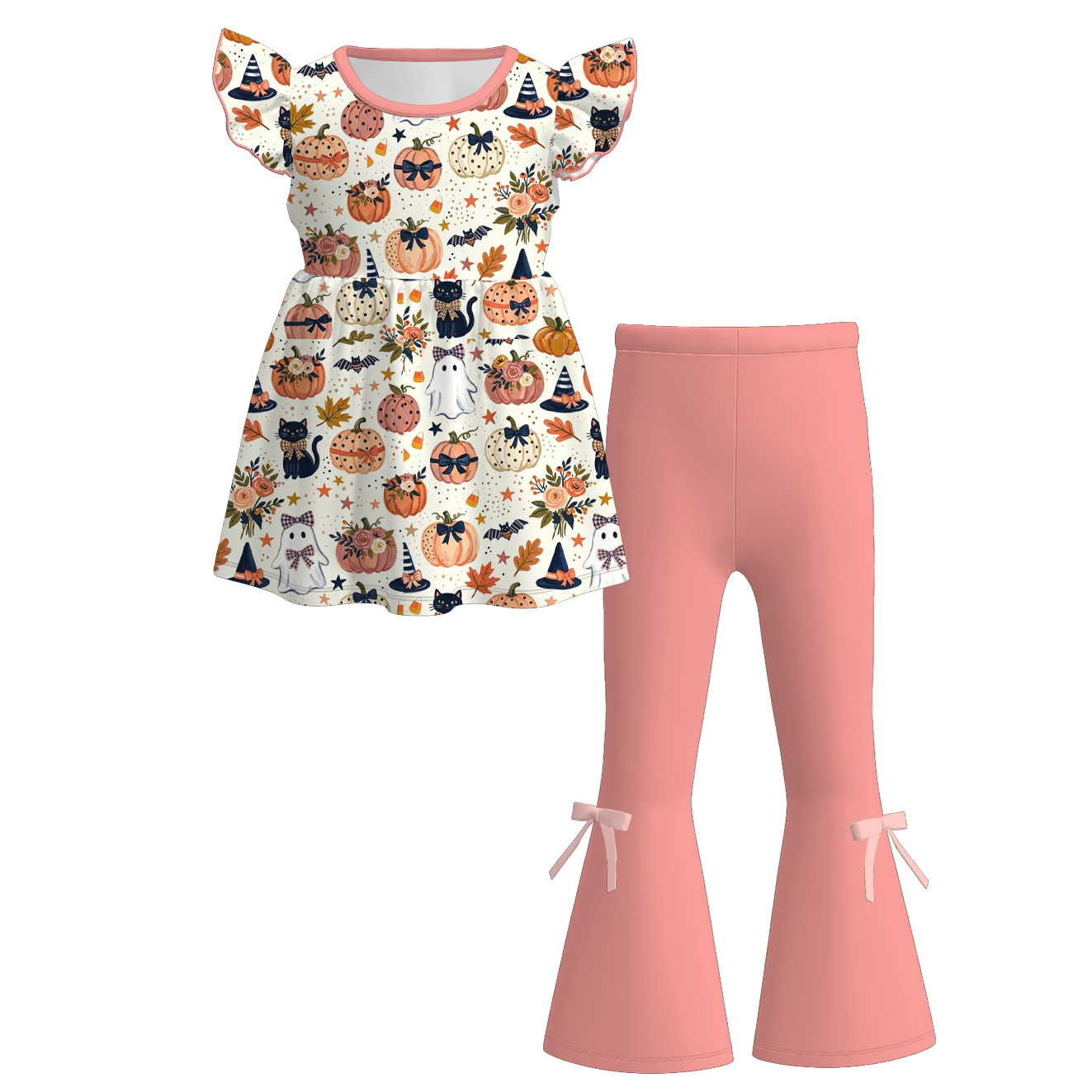 （Pre Order+Prepack Zone）Girls Halloween Print Outfit Set（Mix Size）