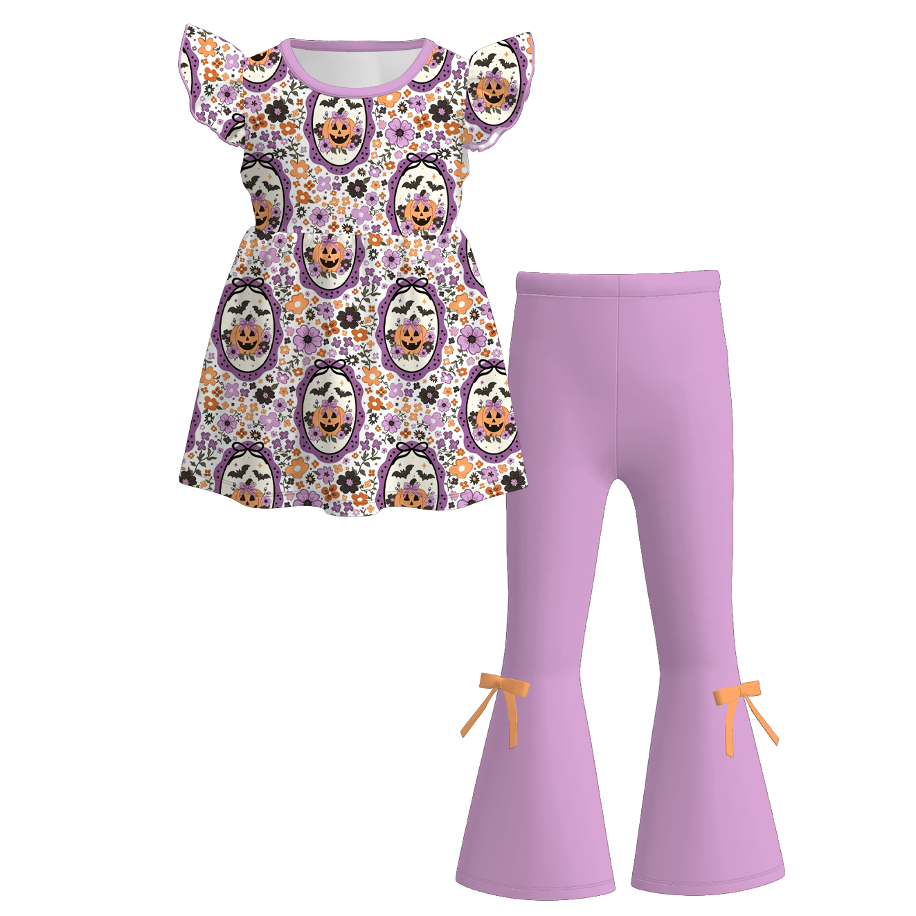 （Pre Order+Prepack Zone）Girls Halloween Print Outfit Set（Mix Size）