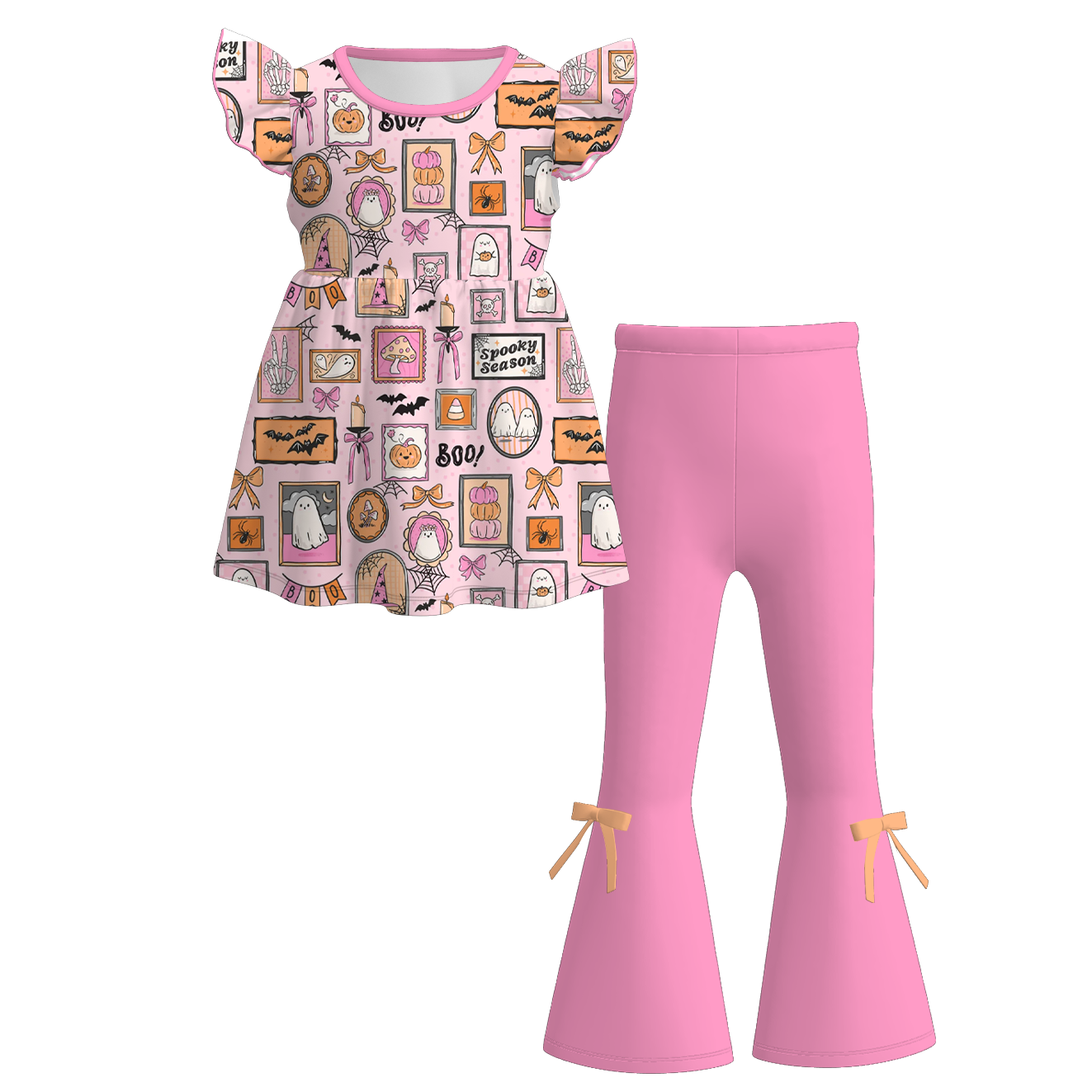 （Pre Order+Prepack Zone）Girls Halloween Print Outfit Set（Mix Size）