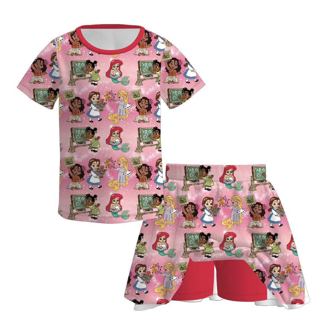 （Pre Order+Prepack Zone）Girls Summer Back To School Print Skort Set（Mix Size）