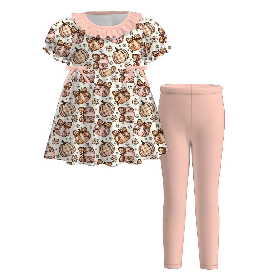 （Pre Order+Prepack Zone）Girls Fall Pumpkin Print Outfit Set