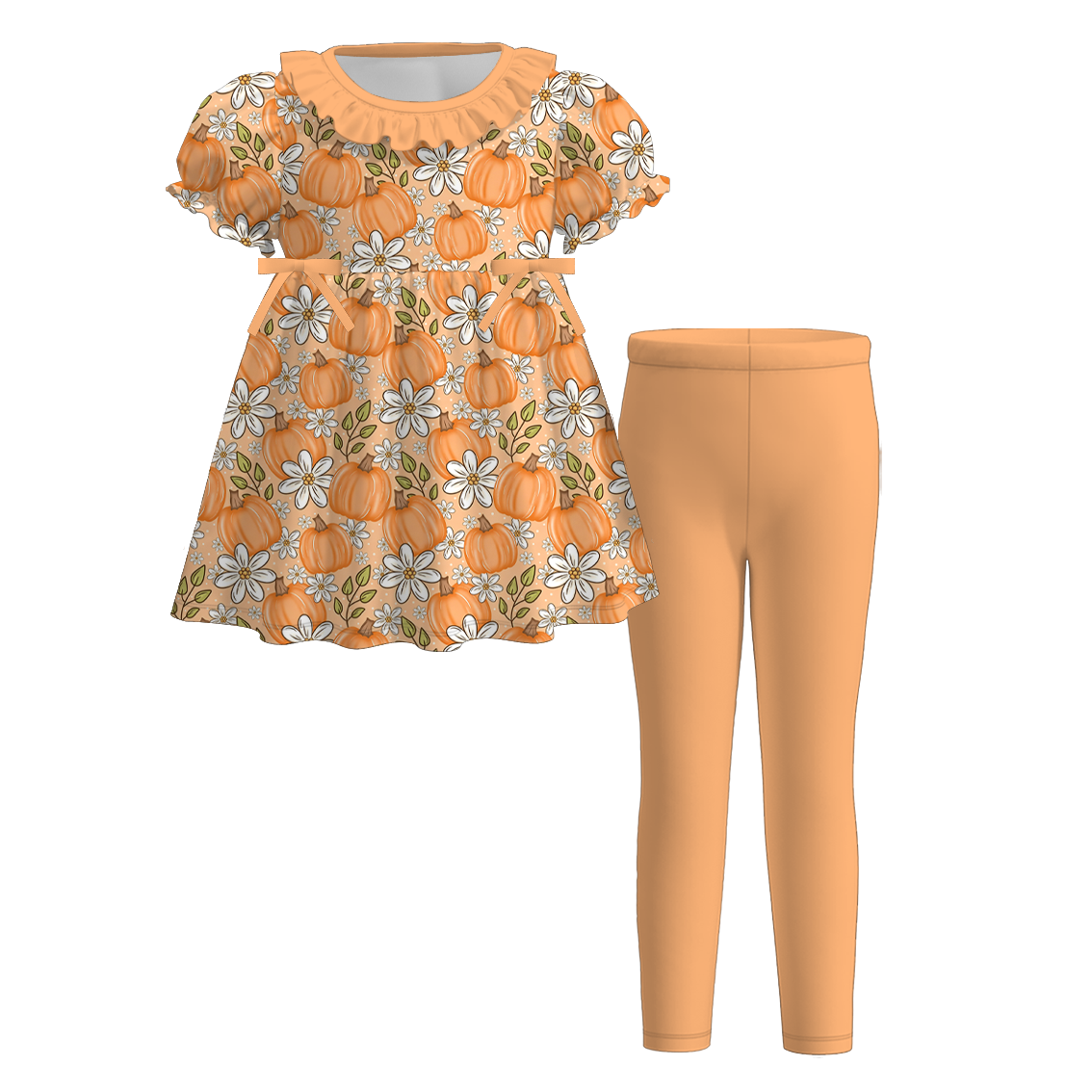 （Pre Order+Prepack Zone）Girls Fall Pumpkin Print Outfit Set