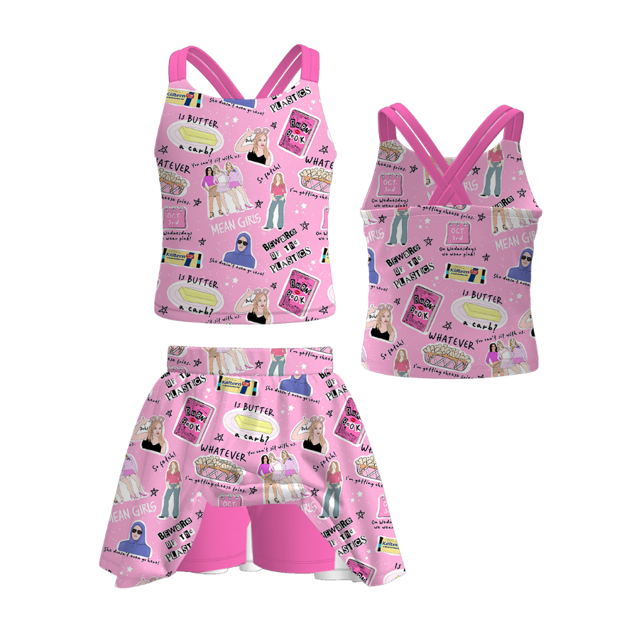 （Pre Order+Prepack Zone）Girls Summer Cartoon Print Skort Set