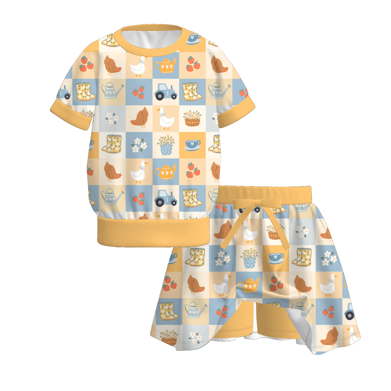 （Pre Order+Prepack Zone）Girls Fall Print Skort Set