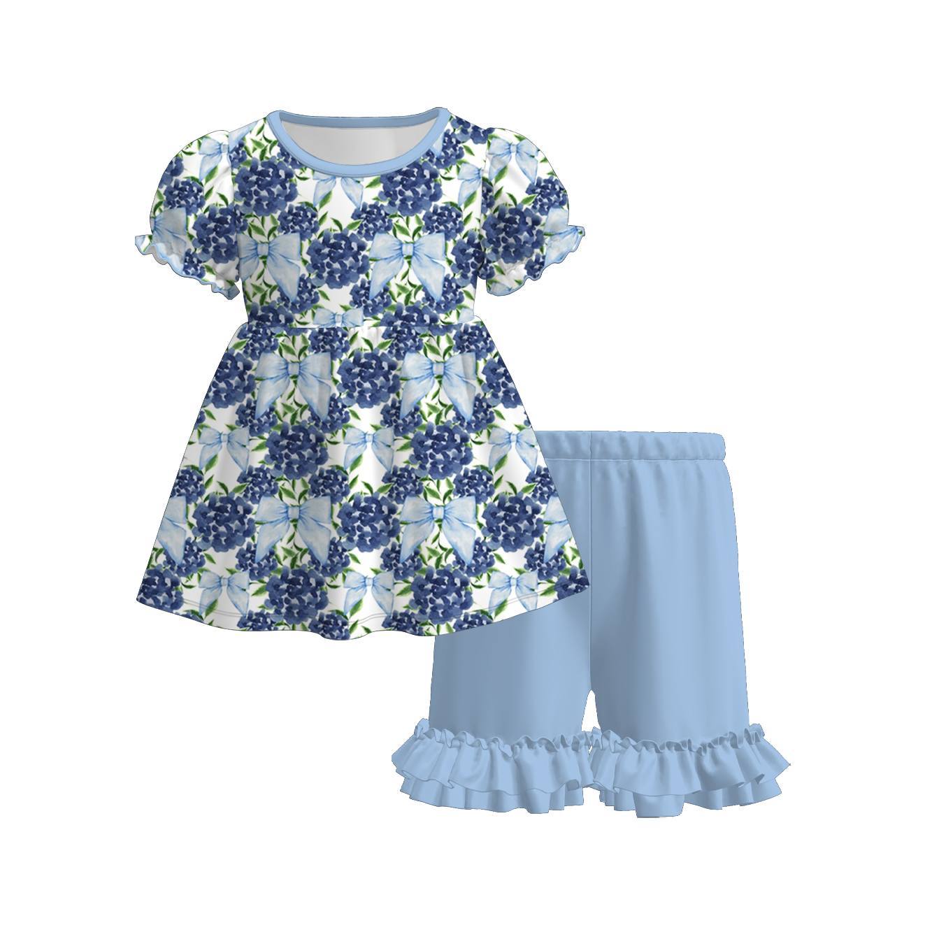 （Pre Order+Prepack Zone）Girls Fall Print Ruffle Shorts Set
