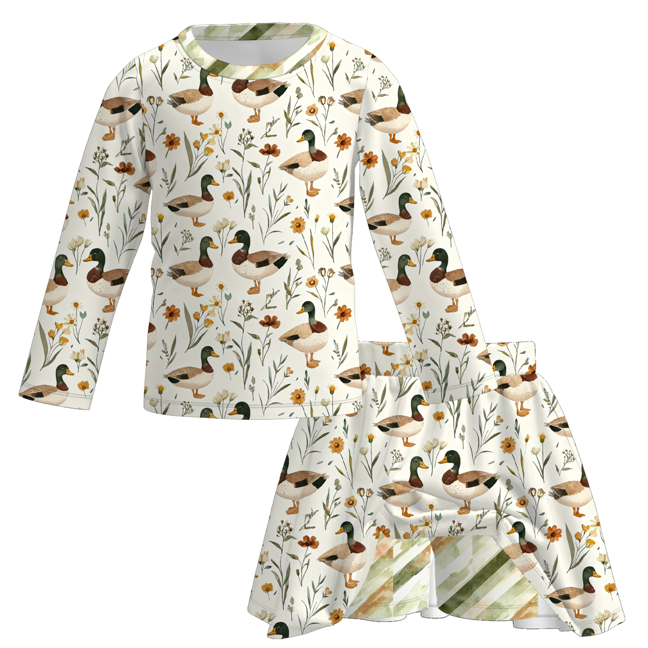 （Pre Order+Prepack Zone）Girls Fall Goose Print Skort Set