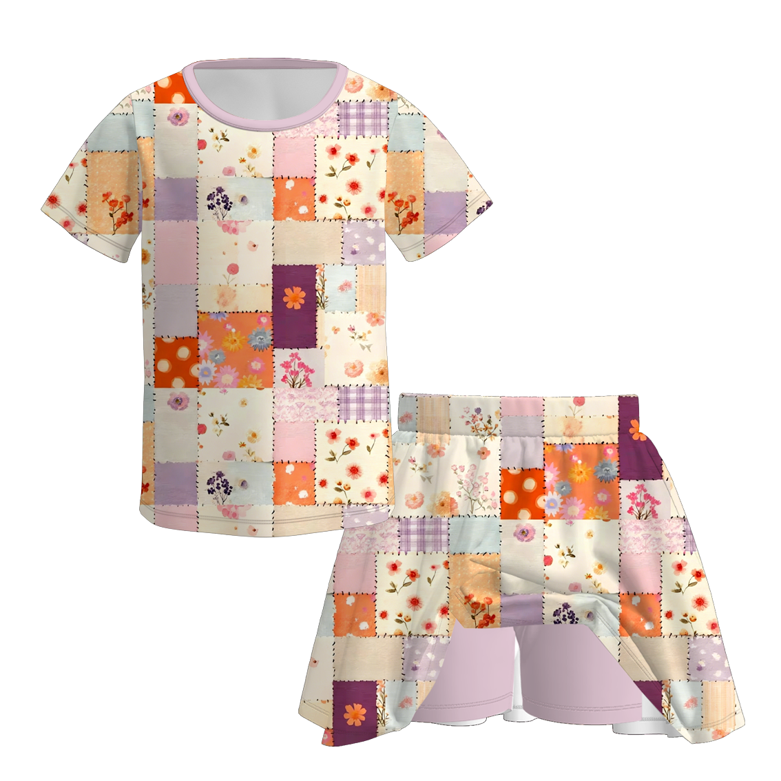 （Pre Order+Prepack Zone）Girls Fall Floral Print Skort Dress&Set