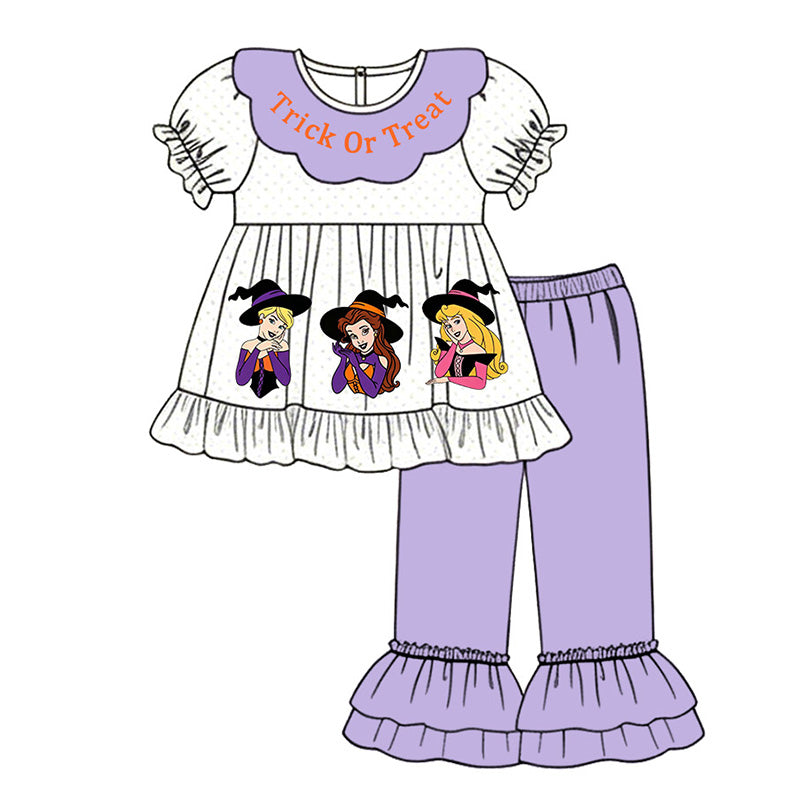 （Pre Order）Sisters Halloween Princess Applique Smocked Dress,Set&Romper