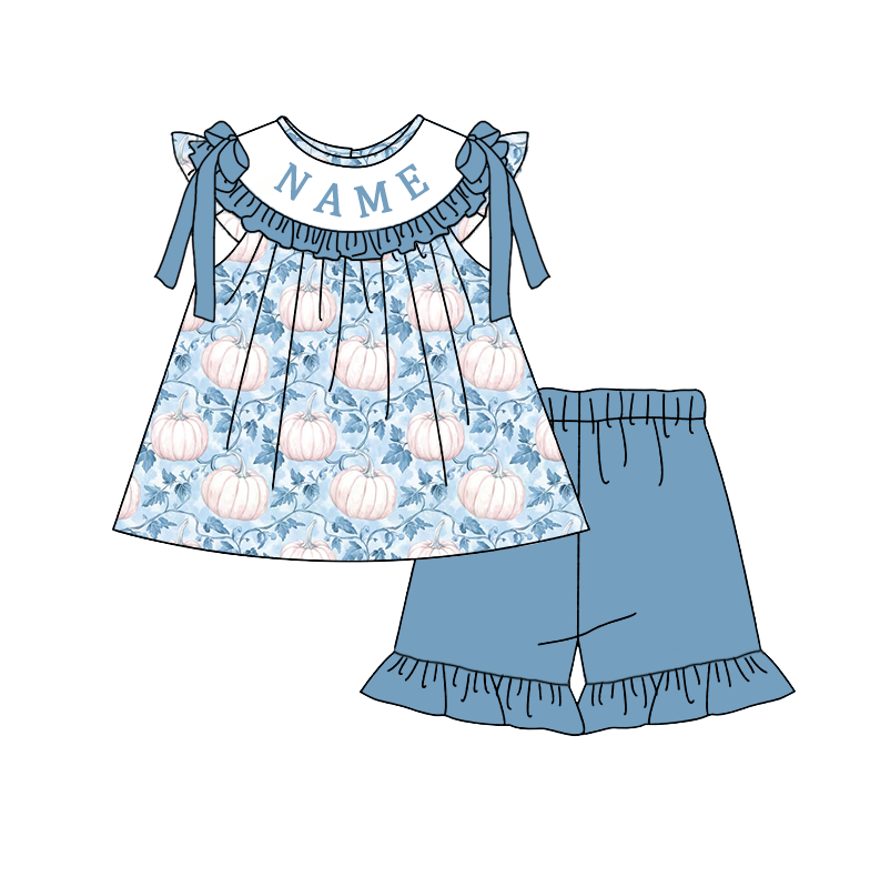 （Pre Order）Siblings Pumpkin Embroidery Smocked Set&Romper