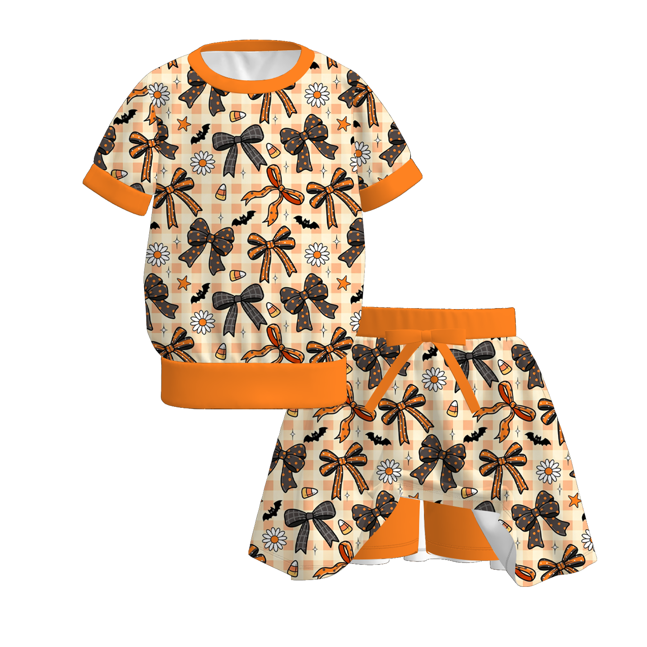 （Pre Order）Girls Halloween Print Skort Set