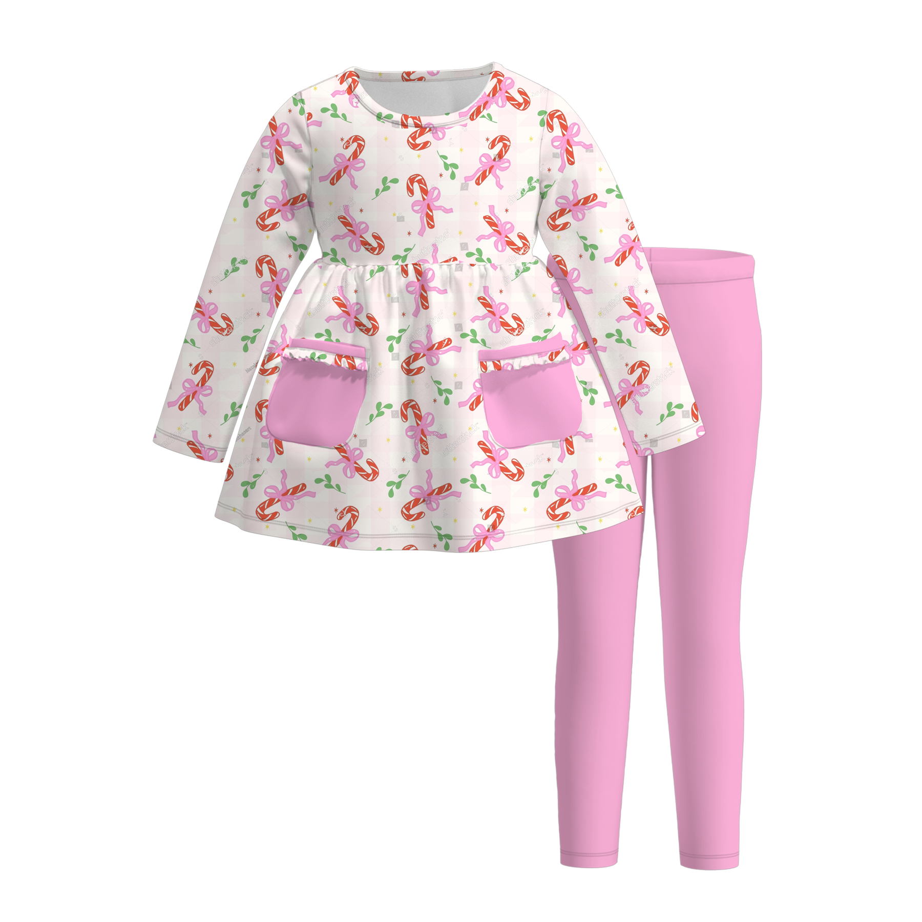 （Pre Order）Girls Christmas Print Set with Pockets