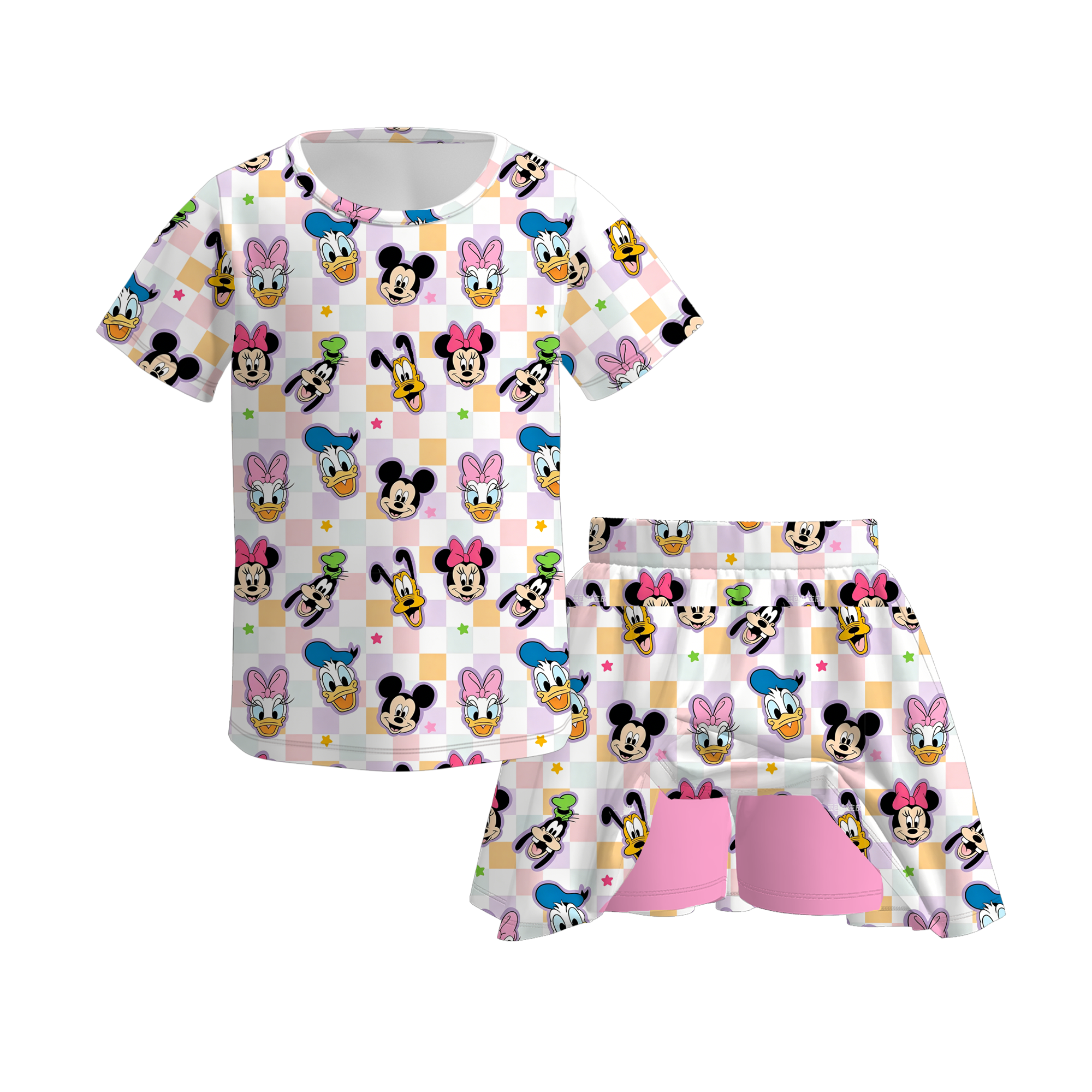 （Pre Order）Girls Fall Cartoon&Princess Print Skort Set