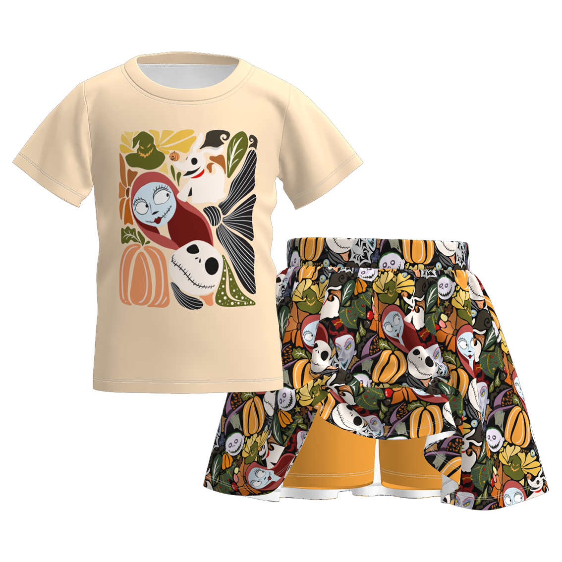 （Pre Order）Girls Halloween Print Skort Set