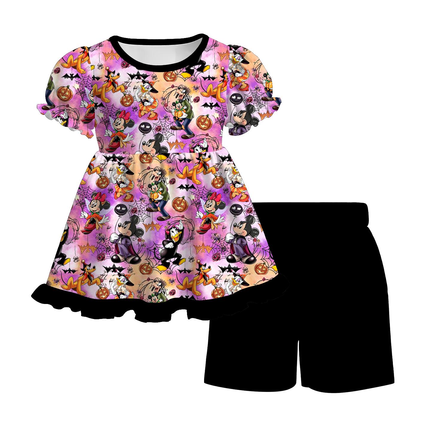（Weekly Pre-Order）Family Halloween Cartoon Print Dress,Set&Top