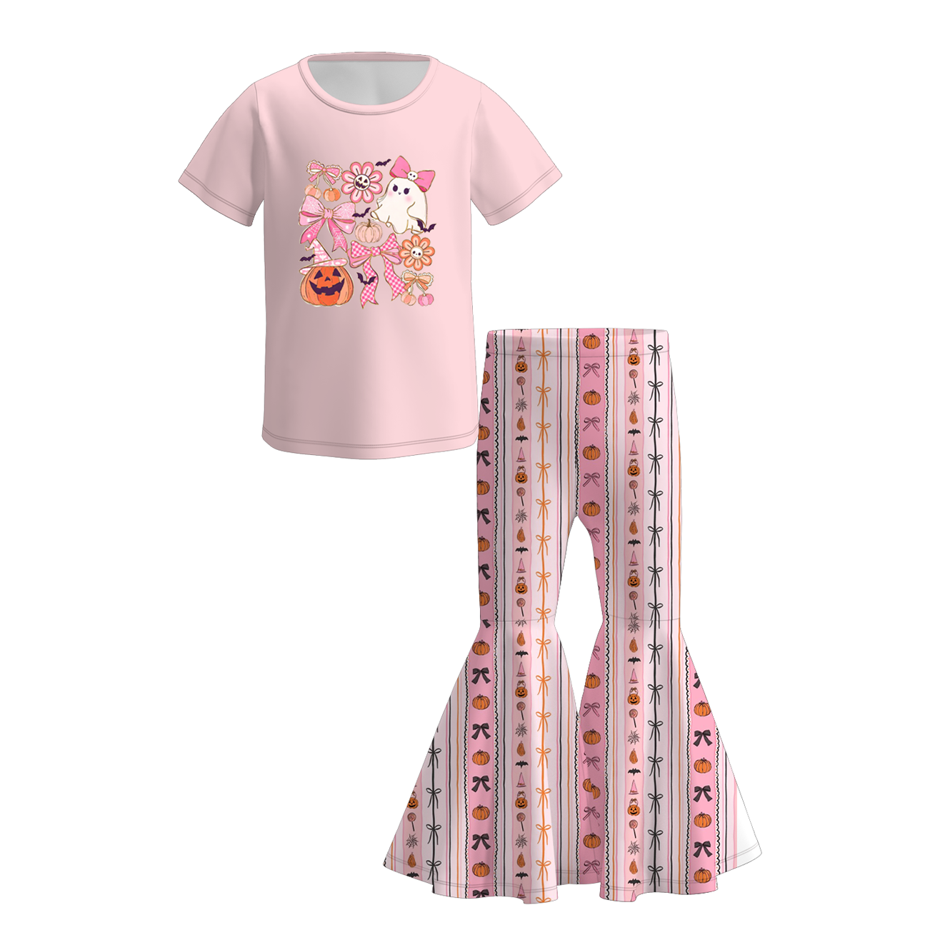 （Pre Order）Girls Halloween Ghost Print Outfit Set