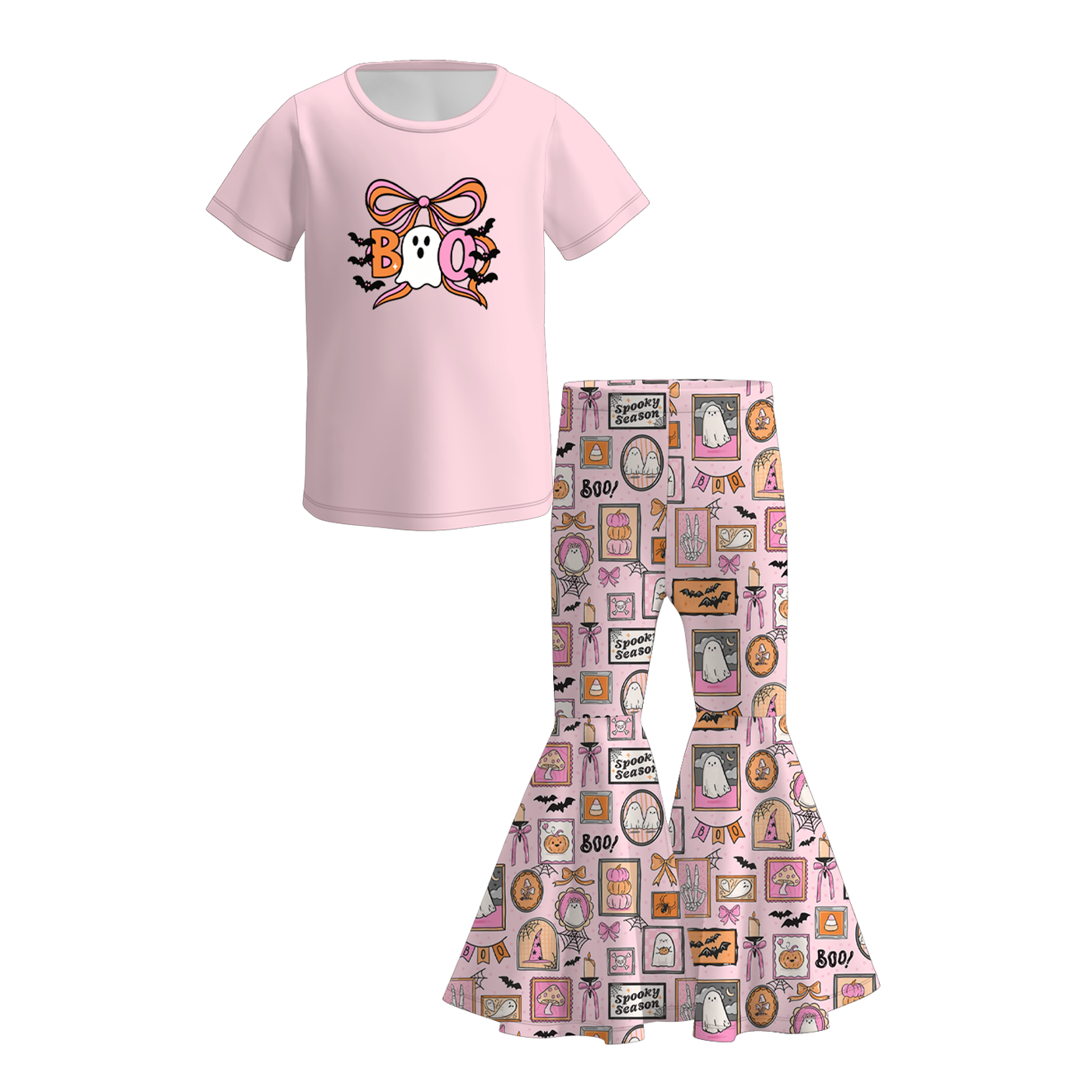 （Pre Order）Girls Halloween Ghost Print Outfit Set