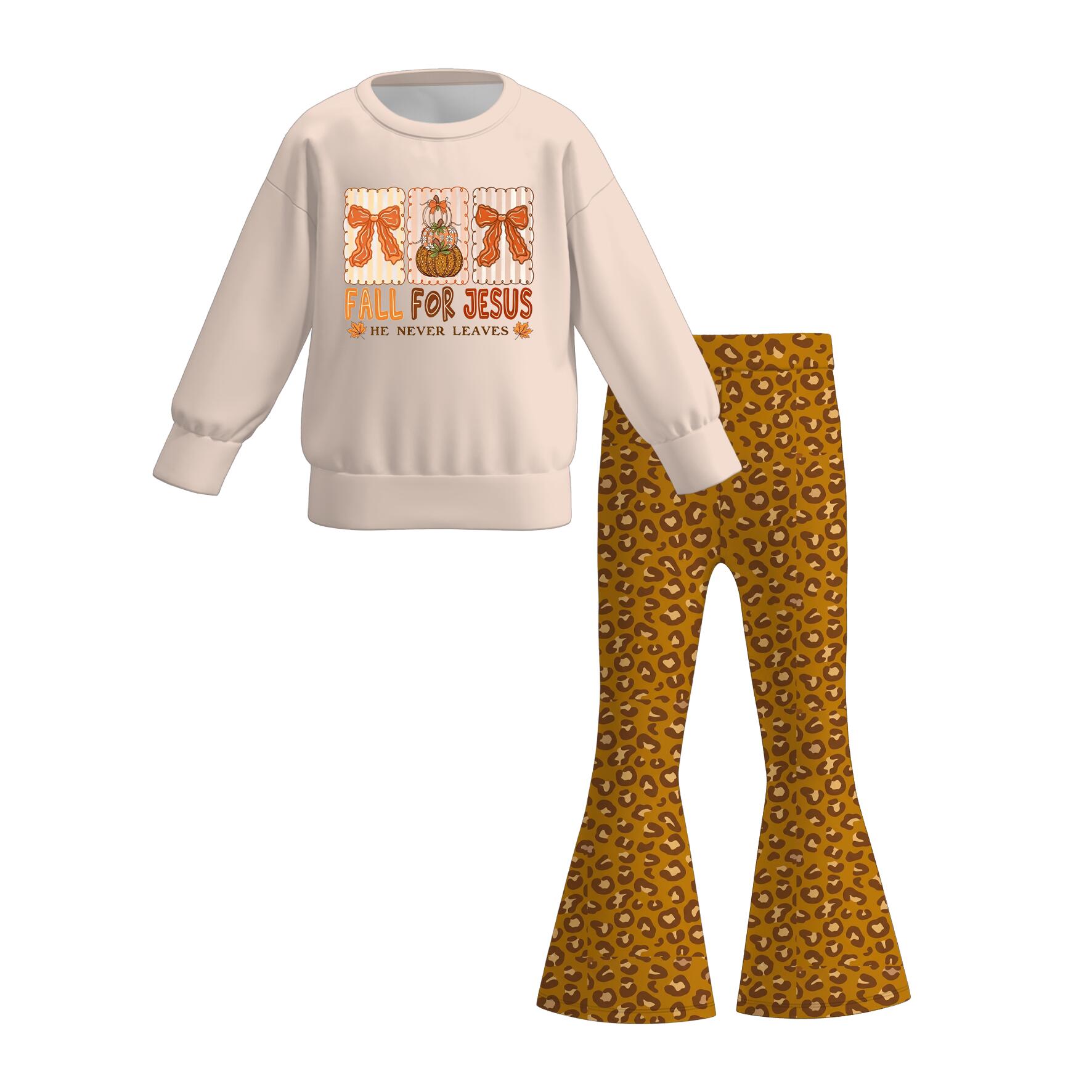 （Pre Order）Girls Fall Vibes Print Sweatshirt Set