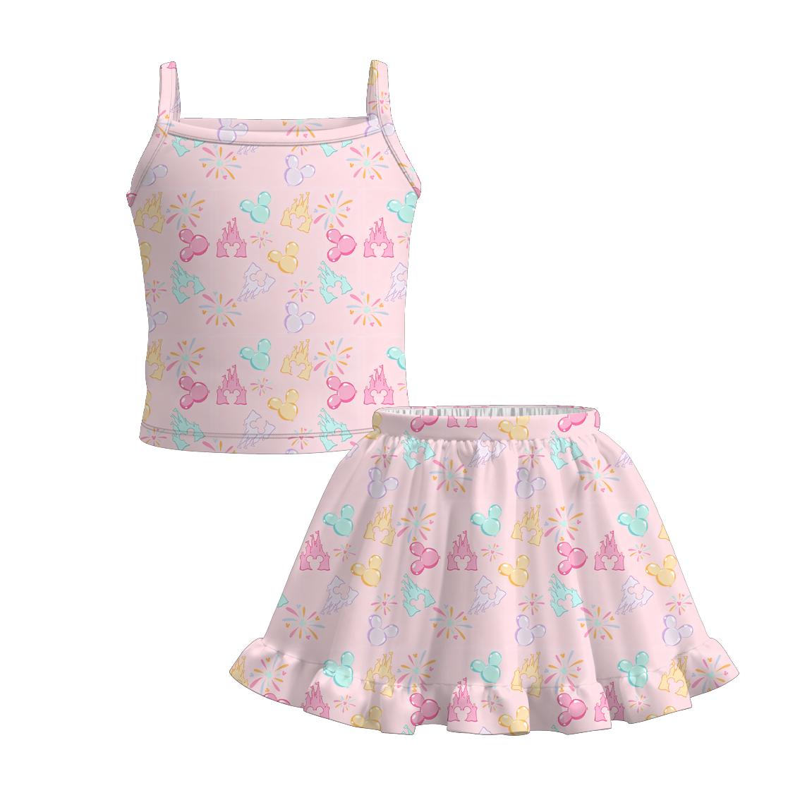 （Pre Order）Girls Fall Cartoon Print Skirt Set&Skort Set
