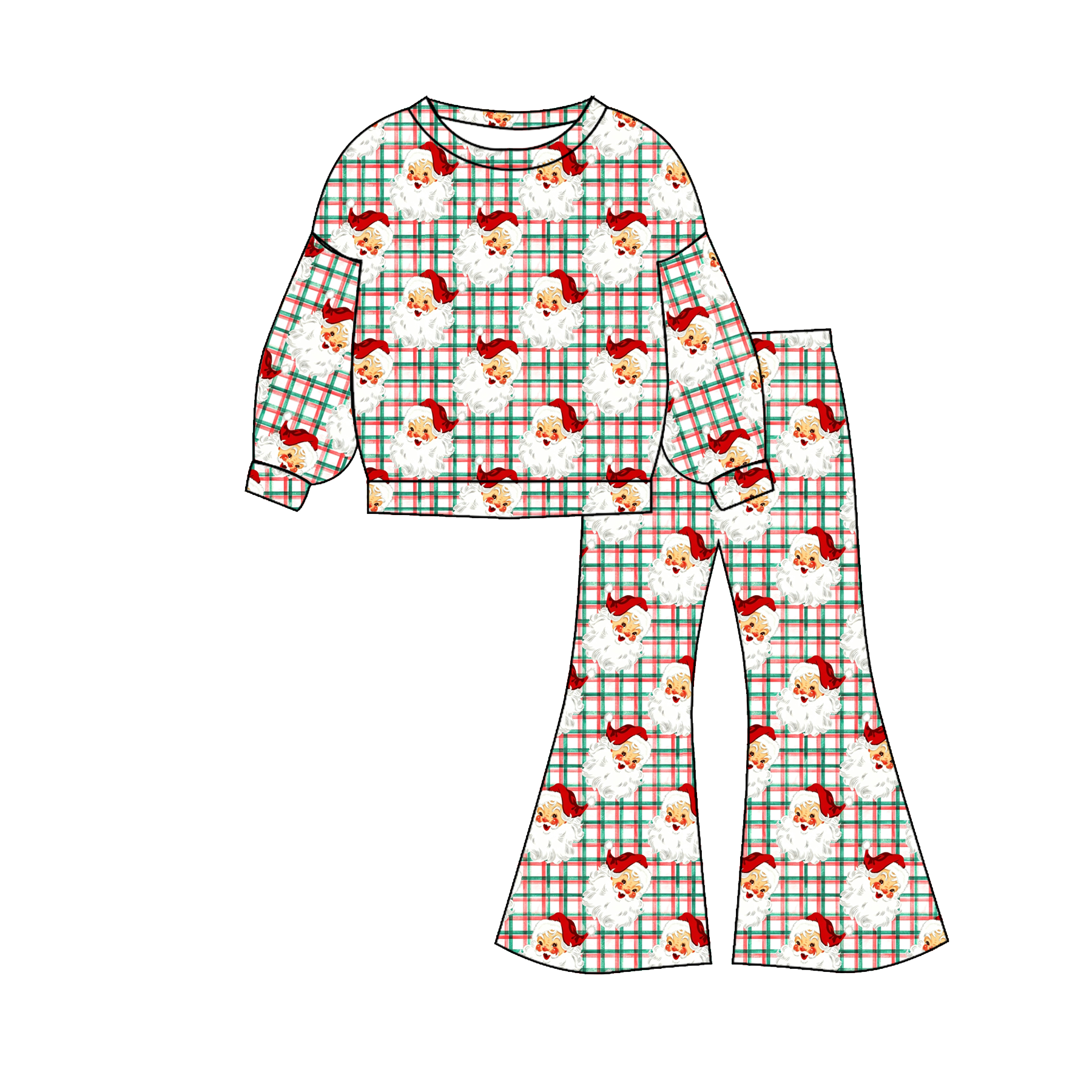 （Weekly Pre-Order）Girls Christmas Print Twill Sweatshirt Suit（Ends 8.16）