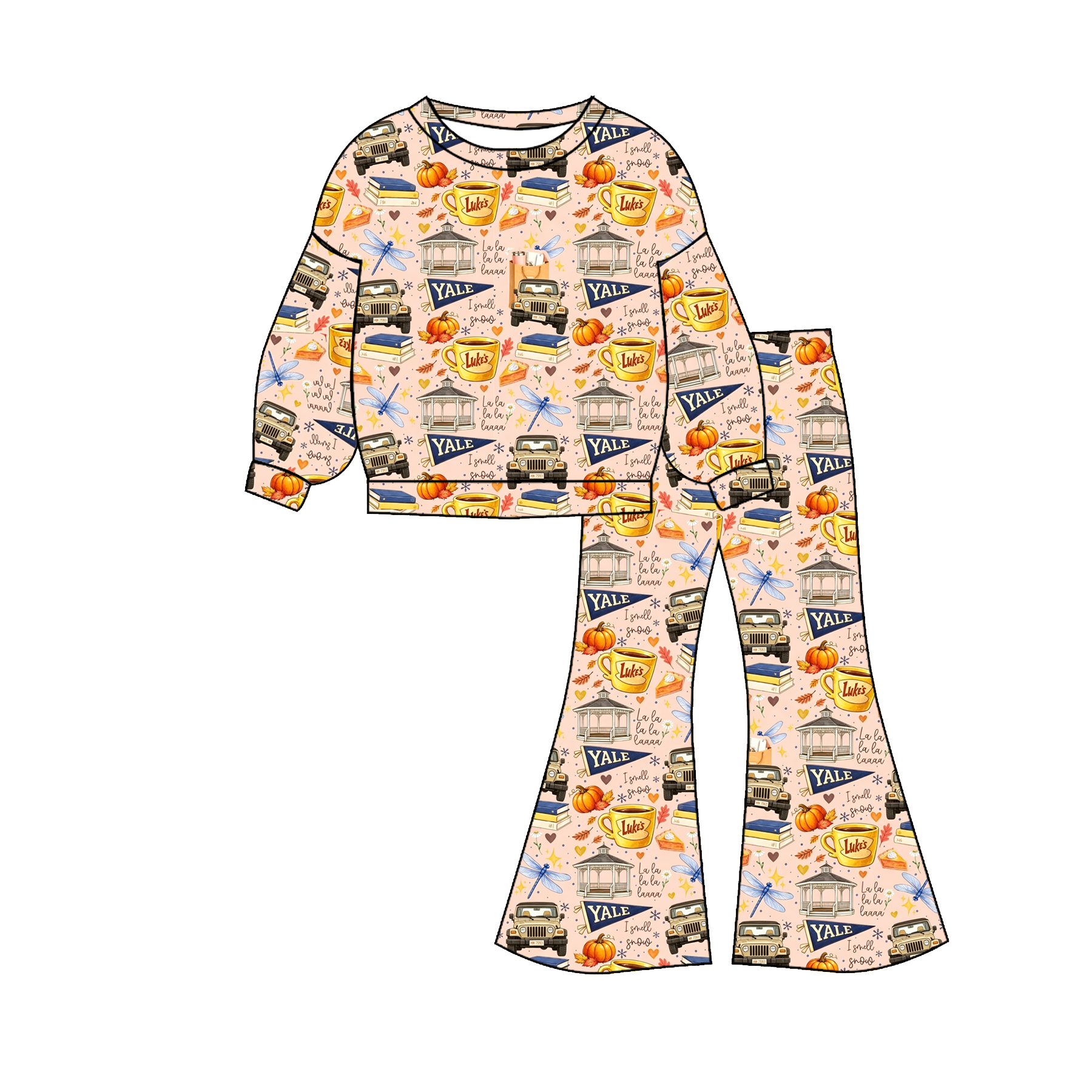 （Weekly Pre-Order）Girls Christmas Print Twill Sweatshirt Suit（Ends 8.16）