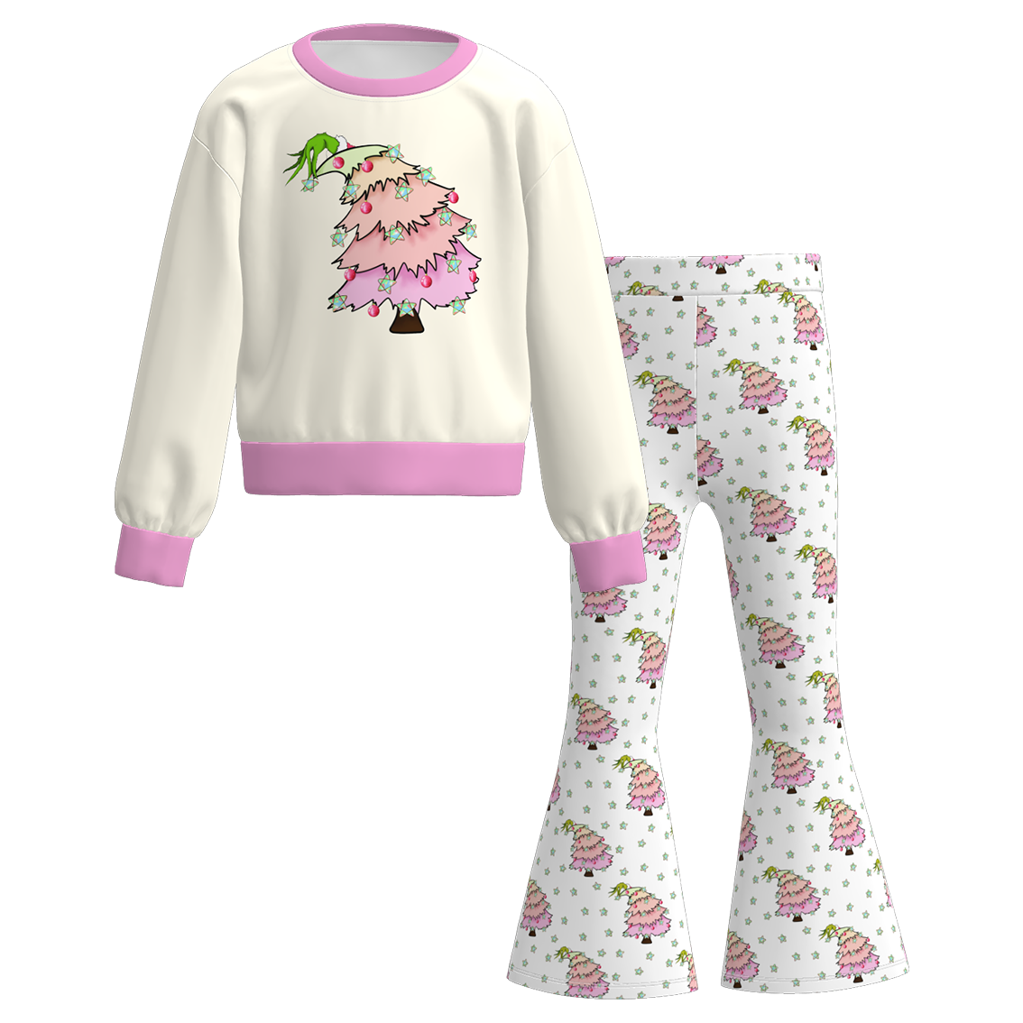 （Pre Order）Girls Christmas Print Outfit Set