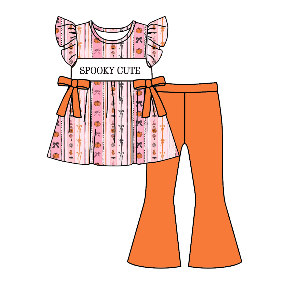 （Pre Order）Girls Halloween Embroidery Smocked Dress,Set&Romper