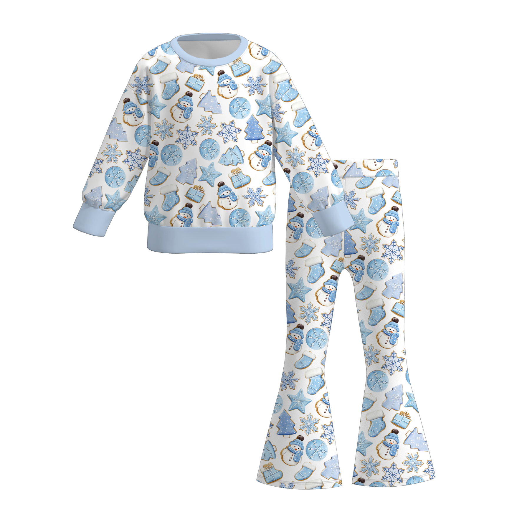 （Pre Order）Girls Christmas Print Twill Sweatshirt Suit