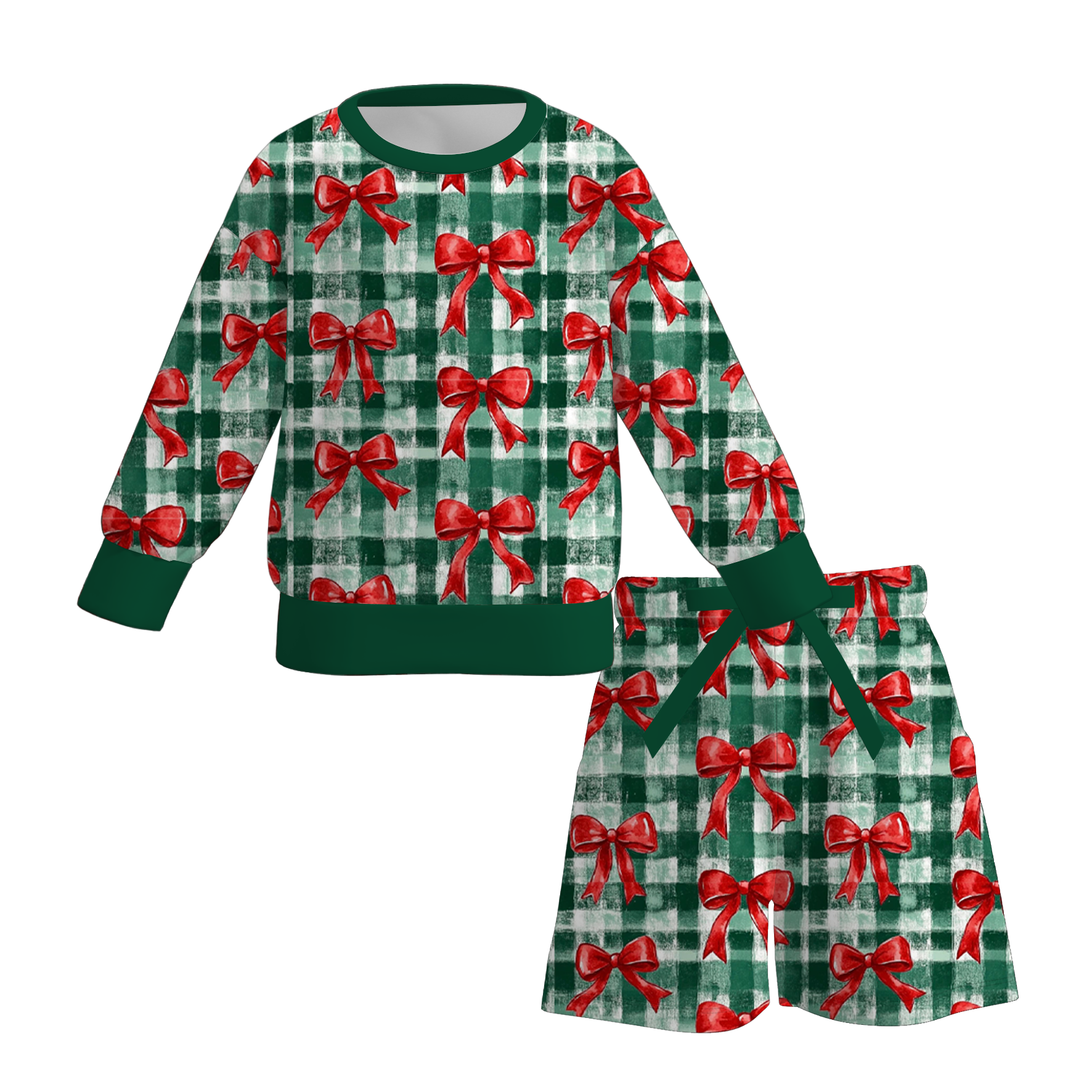 （Pre Order）Family Christmas Bow Print Shorts Set